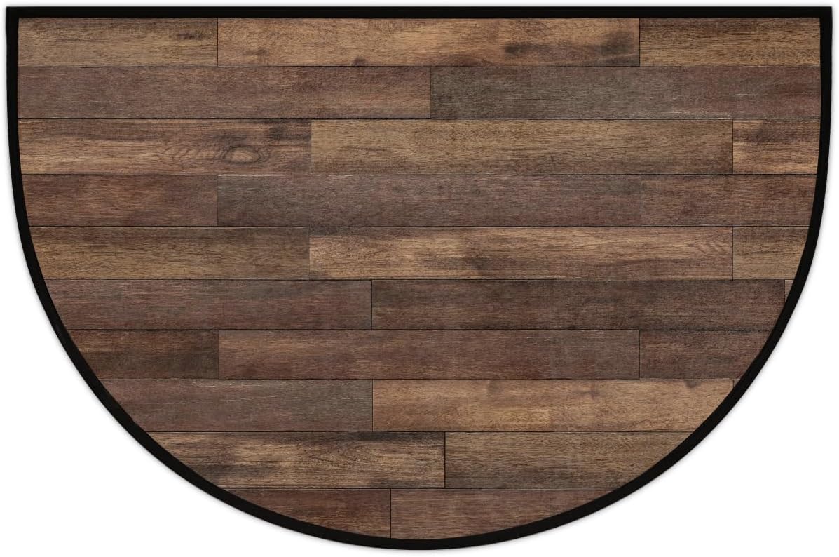 Half Round Door Mat Modern Wood Grain Ocean Non Slip Washable Semi Circle Area Rug Absorbent Soft Half Moon Rug Floor Mat for Indoor Outdoor Kitchen Bathroom Patio Front Door Mat Decor