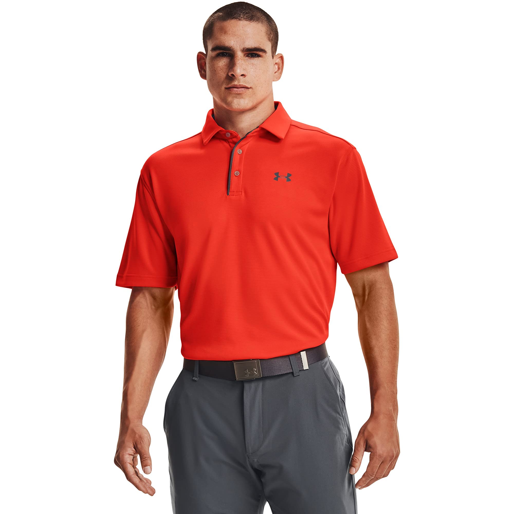 Under Armour Men's Tech Golf Polo Shirt, Phoenix Fire (296)/Pitch Gray, XL