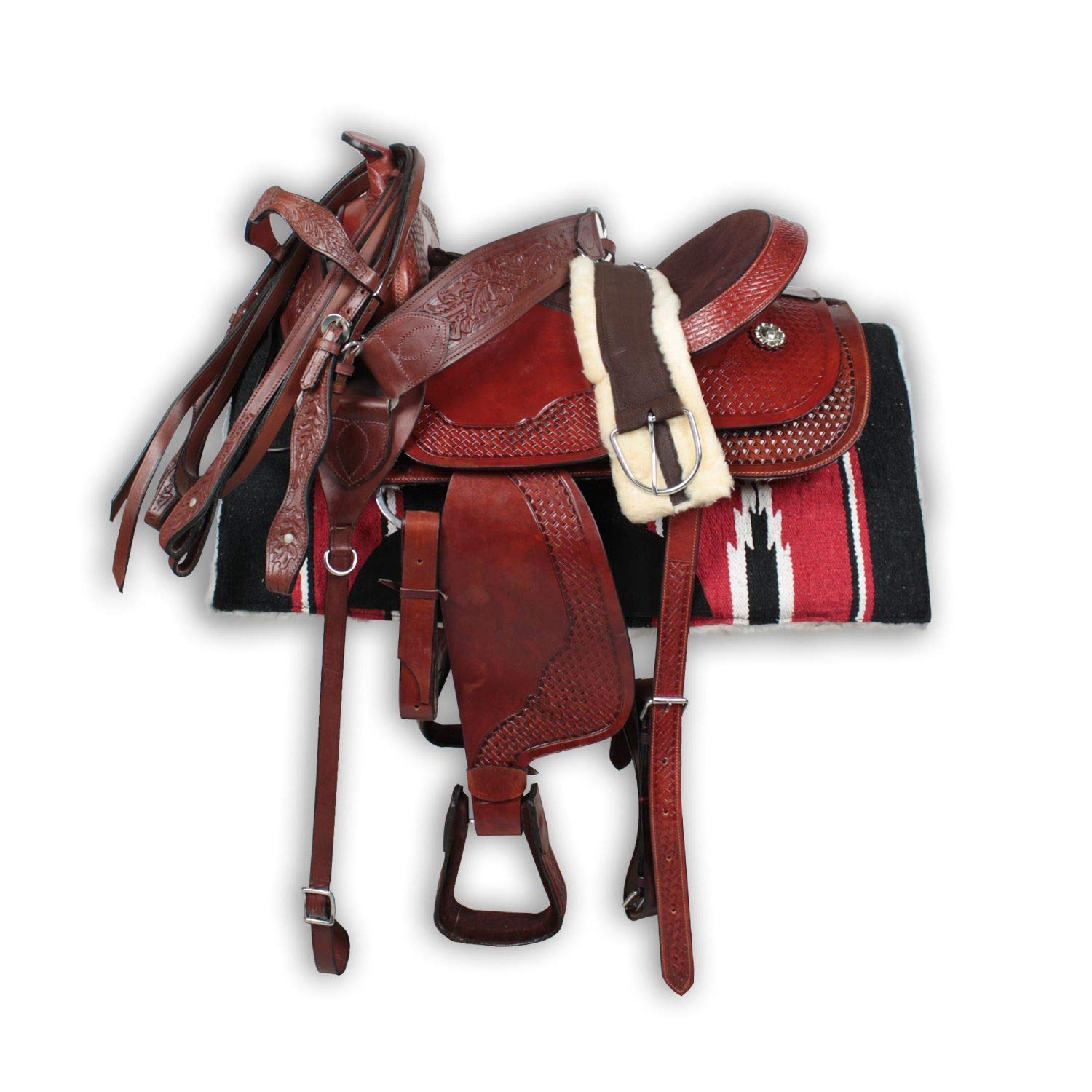 Western Saddle BNB International Western Barrel Racing Saddle - Premium  Leather Hand Carved Trail Saddle For Pony & Adult Riding Pony