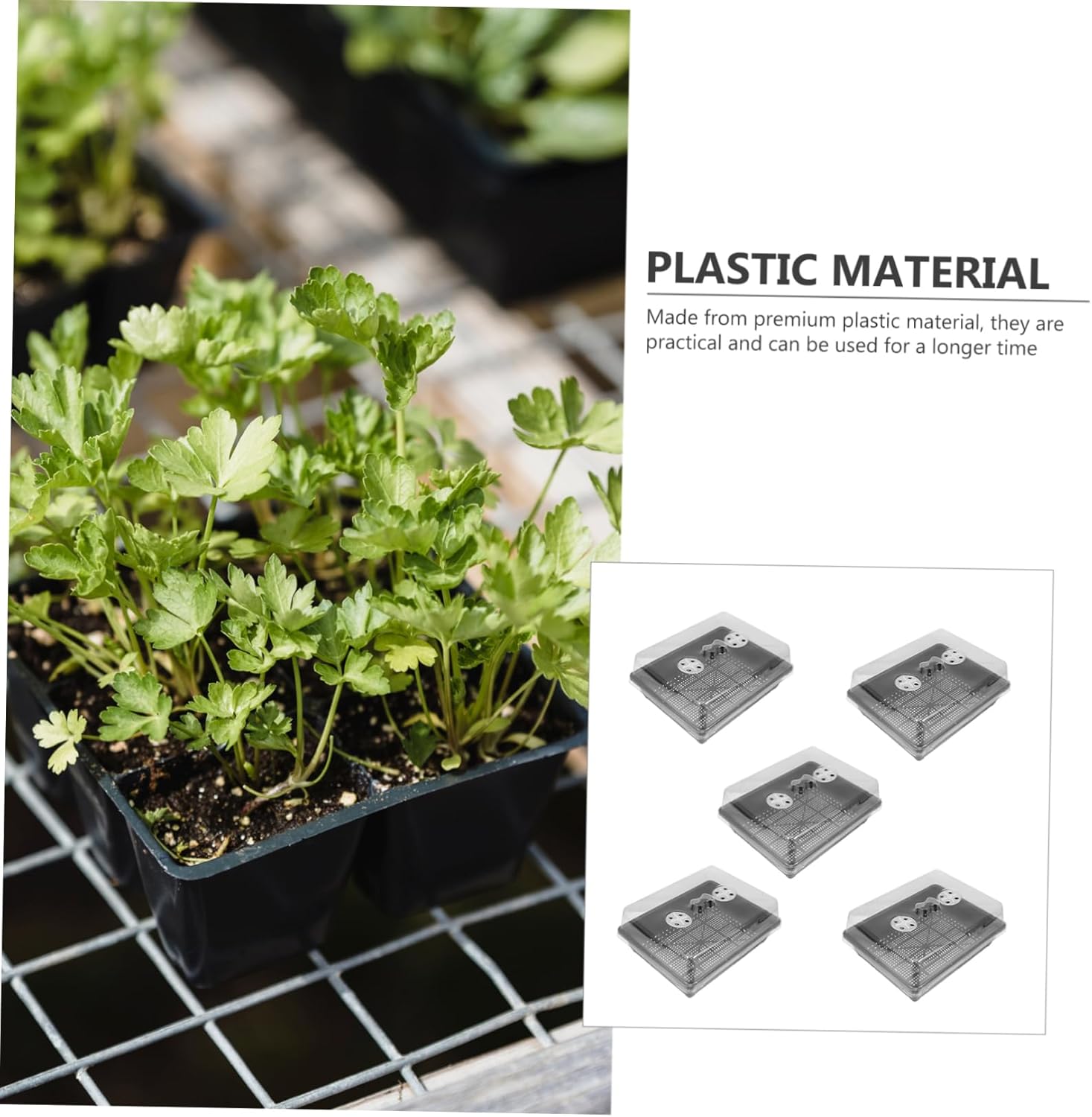 MERRYHAPY 5sets Plant Germination Tray High Low Covers for Home Greenhouse Growing Containers for Seed Starting and Microgreens for Use