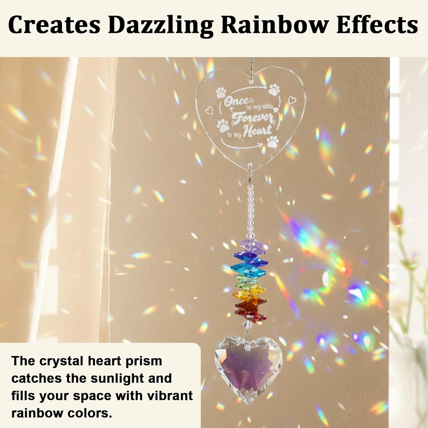 Dog Memorial Gifts for Loss of Dog Heart Shape Crystal Pet Bereavement Suncatcher Pet Memorial Gifts for Dogs and Cats Thoughtful Cat and Dogs Remembrance Gift - Image 6