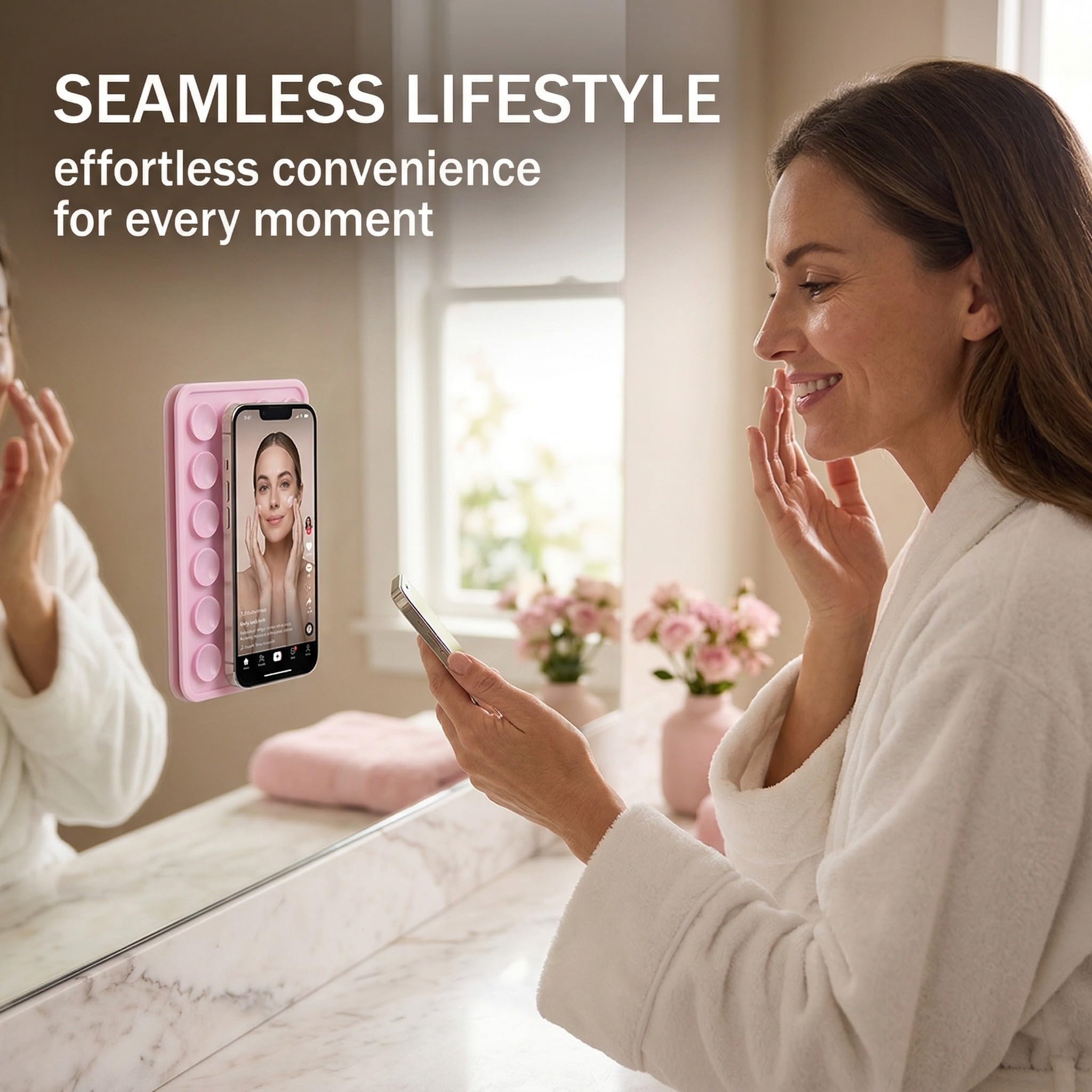 4 Pièces Ventouse Téléphone Portable double face en silicone Ventouse Silicone Coque Qui Adhère Au Mur Support mains libres pour miroir de douche et poignée à selfie de voiture