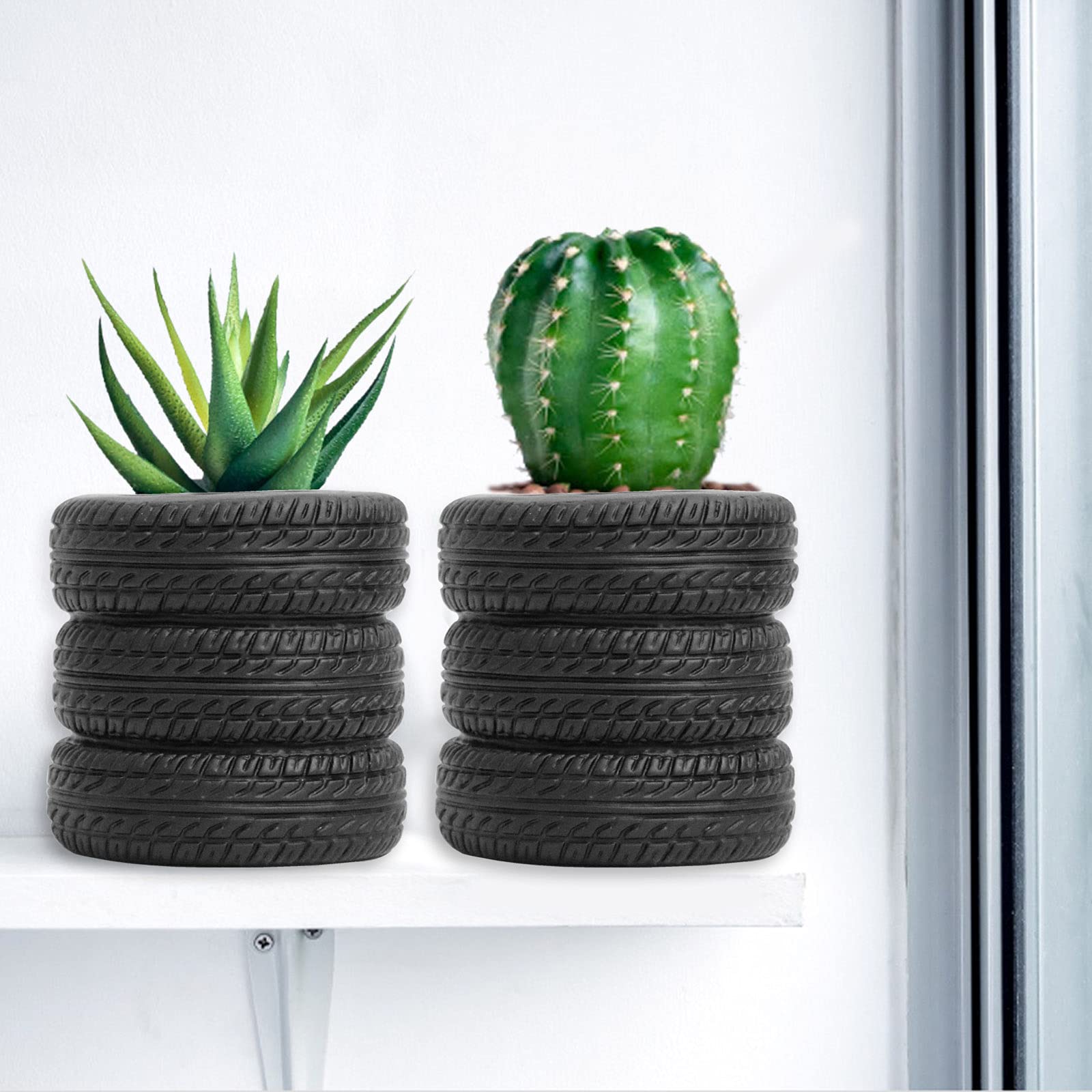 Lot De 2 Pots à Crayons En Forme De Pneu – Décoration Bureau Ou Maison – Dimensions 9 X 8,5 X 9 Cm – Idéal Rangement Ou Petites Plantes - 14