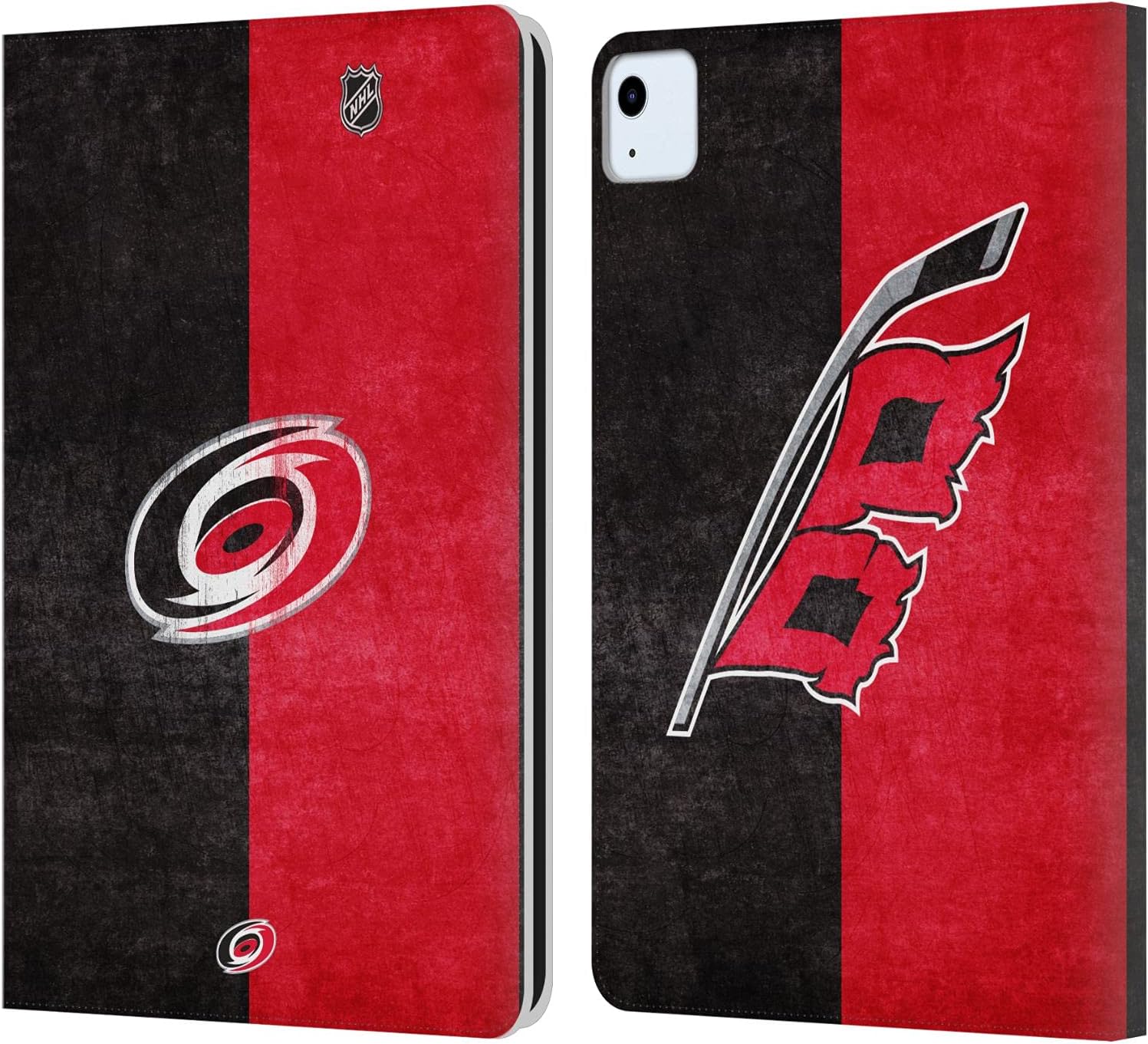 Head Case Designs Officially Licensed NHL Half Distressed Carolina Hurricanes Leather Wallet Case Compatible with Apple iPad Air 11 2020/2022/2024/2025