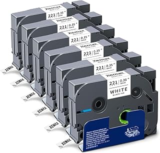 XemaX 6X Label Tape Compatible for Brother Label Printer Tape 9mm TZe-221 Black on White Brother Label Tape 9mm for Brother P-Touch Label Maker PT-E110 H100R H100C H105 H110 E550W 1010 E100 H108 1000