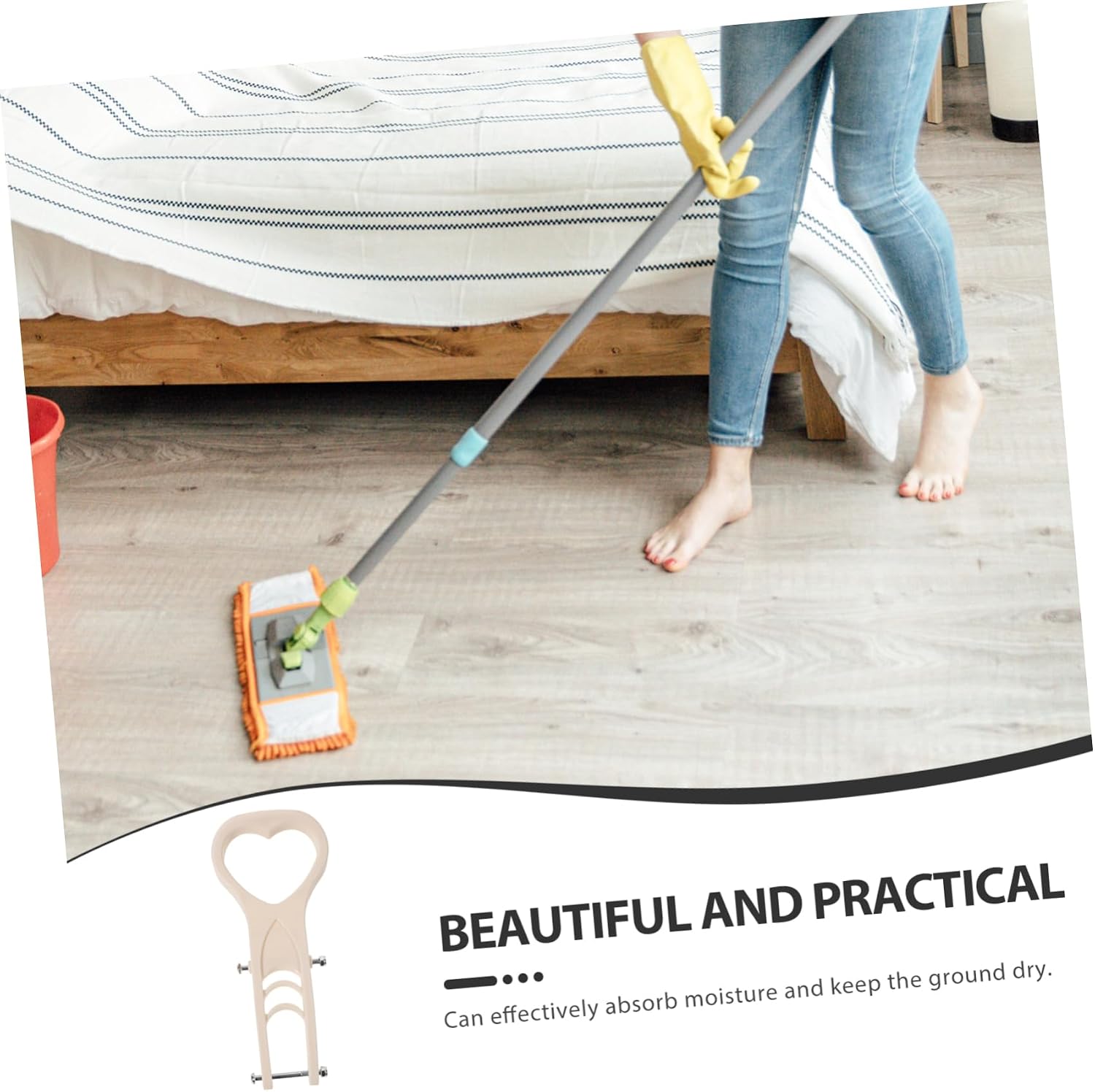 Sponge Mop Replacement Handle Grip for Easy Cleaning Ergonomic Design Use for Home and Commercial Light Beige