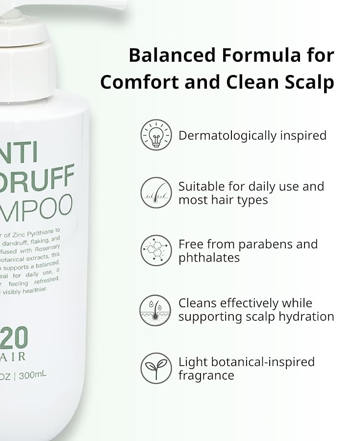 X20Hair Anti Dandruff Shampoo with 1% Zinc Pyrithione – Sulfate-Free Scalp Care Shampoo for Flaky, Itchy or Oily Scalp – Refreshing Botanical Formula with Rosemary, Lavender, Squalane & Panthenol - image 6
