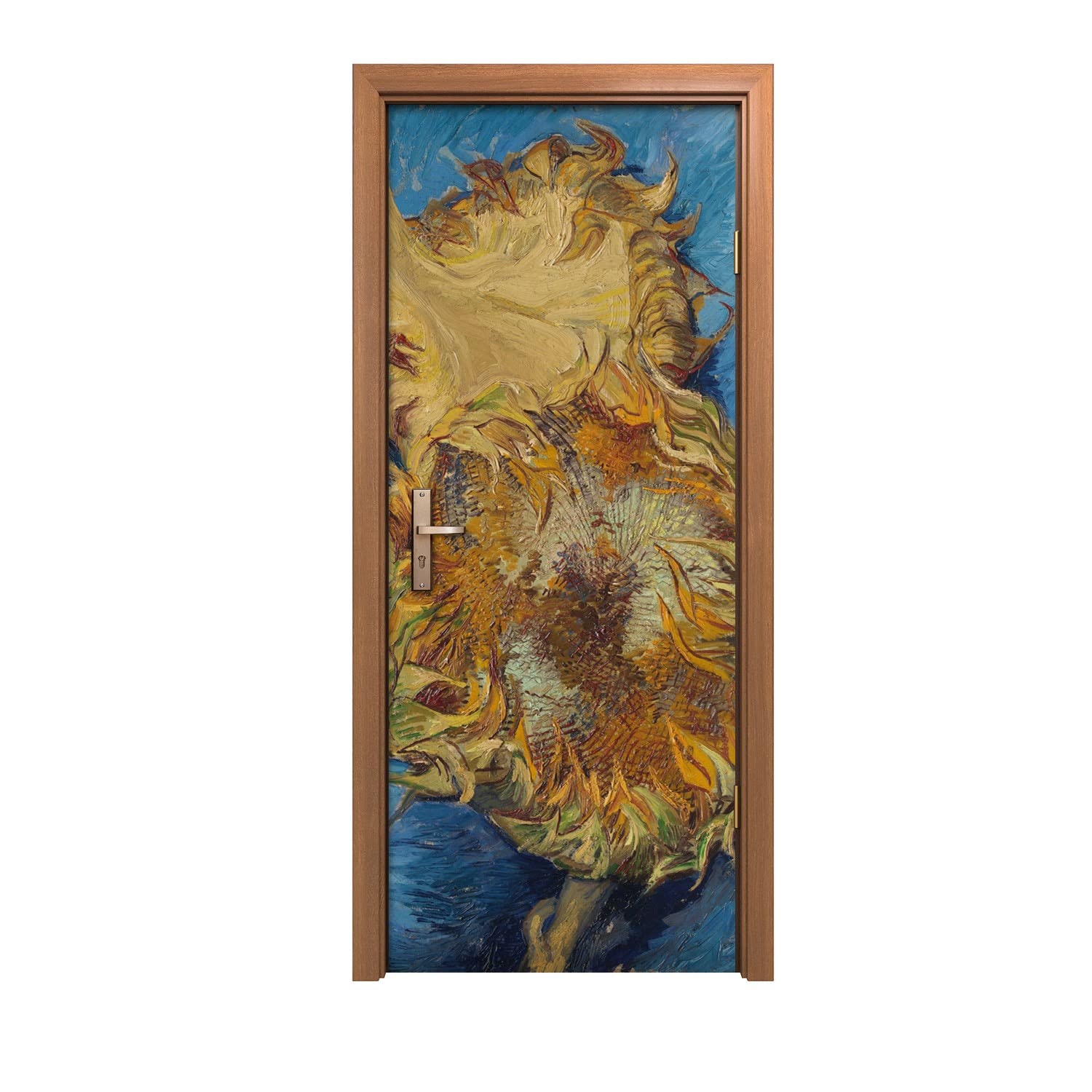 Autocollant de porte lavable et repositionnable motif sunflowers