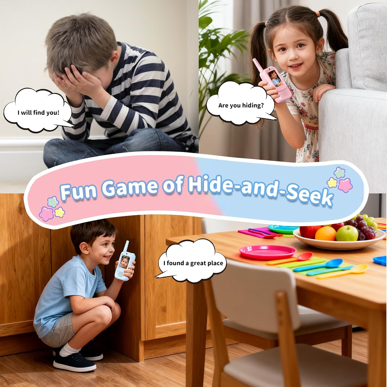 2 Pack Kids Walkie Talkies with Screen, Rechargeable Long Range 2-Way Radio with 4 Voice Changer for Children Age 3-12
