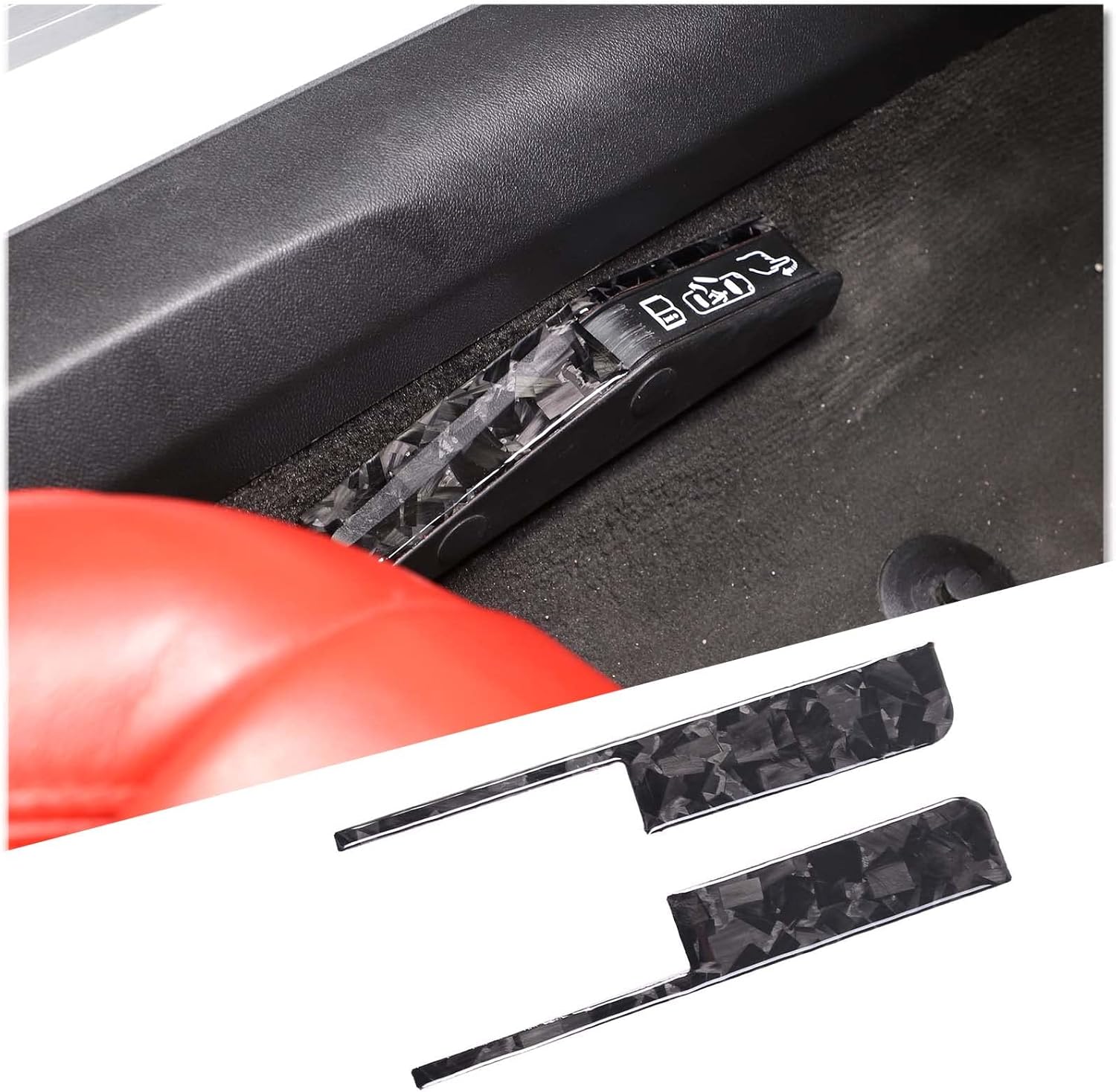 Daeiclru Real Carbon Fiber Car Emergency Door Lock Switch Cover Trim Sticker Compatible with Corvette C8 Stingray Z06 Z51 2020-2023, Forced Door Opening Switch Cover Trim Accessories (Forging pattern)