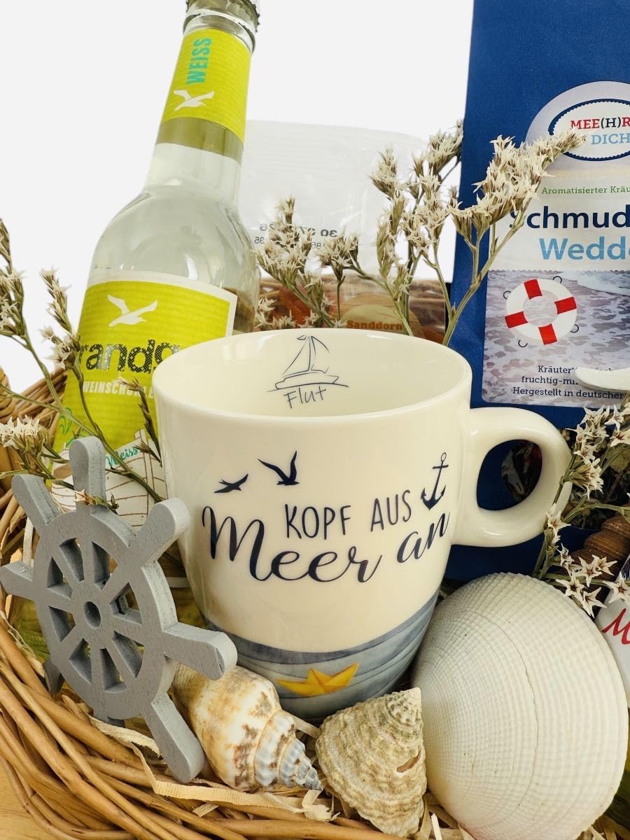 Meer macht glücklich Geschenkkorb | Mit exklusiven Leckereien aus dem Meer | Präsentkorb für wahre Genießer | Ideal für jeden Anlass