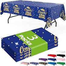 Pureegg Graduation Decorations 2026, 3 Pack Gongrats Grad Table Cloth for Graduation Party Supplies, Class of 2026 Decorations, 54x108 Inch, Graduation Blue
