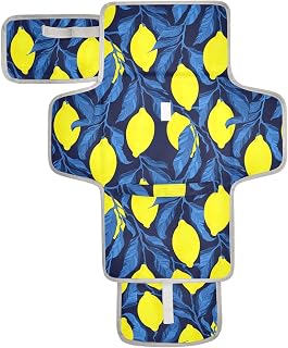 Lemon Branch Leaves Navy Portable Diaper Changing Pad