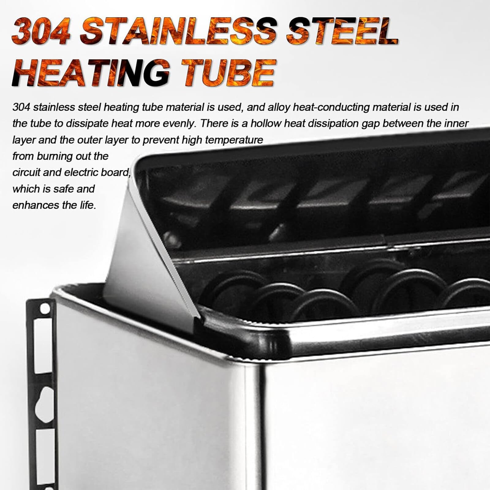 Riscaldatore Elettrico per Sauna Portatile in Acciaio Inox con regolatore Interno 220V/380V, per Sauna a Secco e a Umido, Ideale per casa, Hotel, Spa e Doccia (6kw)