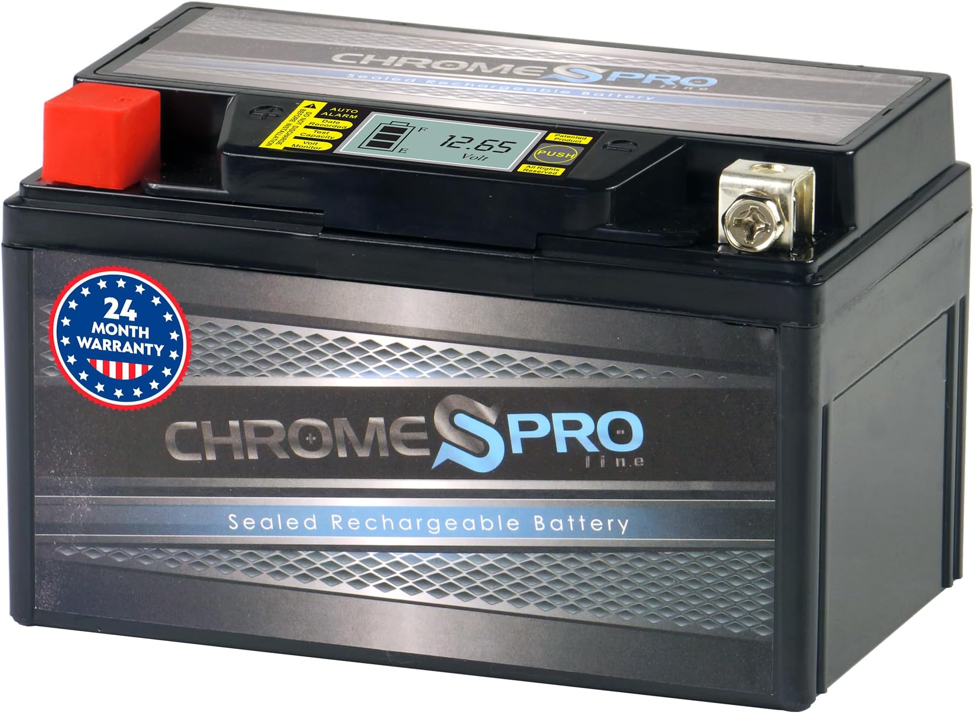 Chrome S Pro iGel YTX7A-BS Battery – 90 CCA, Gel Electrolyte, LCD Display, 12V 6Ah – Fits ATV, Motorcycle, Scooter, Jet Ski, Dirt Bike, UTV, Snowmobile & More – T3 Nut & Bolt Terminal