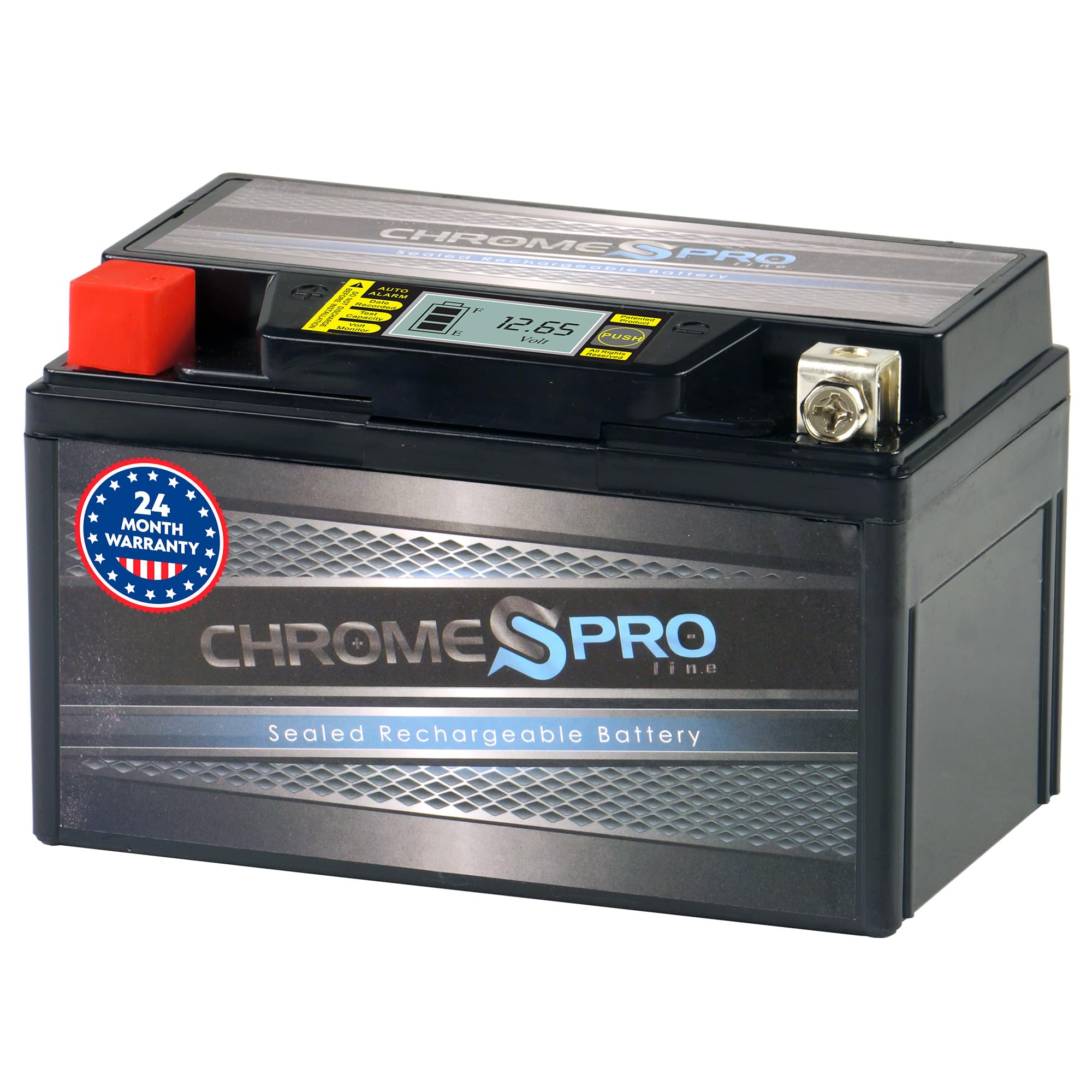 Chrome S Pro iGel YTX7A-BS Battery – 90 CCA, Gel Electrolyte, LCD Display, 12V 6Ah – Fits ATV, Motorcycle, Scooter, Jet Ski, Dirt Bike, UTV, Snowmobile & More – T3 Nut & Bolt Terminal
