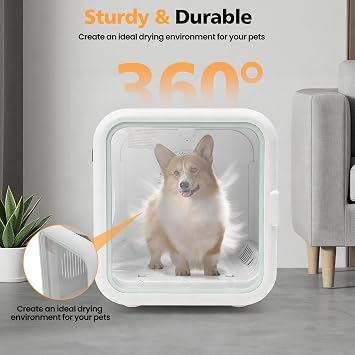 62L Portable Pet Dryer Box for 22.05 lbs Cats/16.53 lbs Dog, 800W 71.6-113F 10-180min Adjustable Low Noise Puppy Drying Machine for Pet Stores, Homes, Traveling 18.5 * 16.9 * 18.11in
