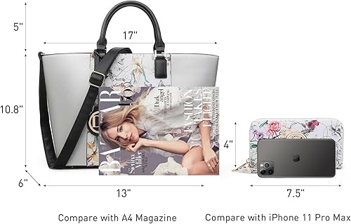 Miniatura 4 de DASEIN - Bolsa de mano para mujer bolsa tipo bandolera asa superior bolsa plana para trabajar