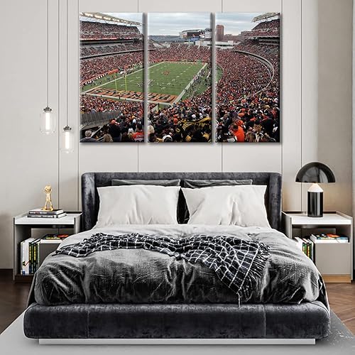 Miniatura 3 de Bengals - Arte de pared del equipo de fútbol americano, 3 piezas, decoración de sala de estadios, pósteres de impresión en lienzo para deportes de
