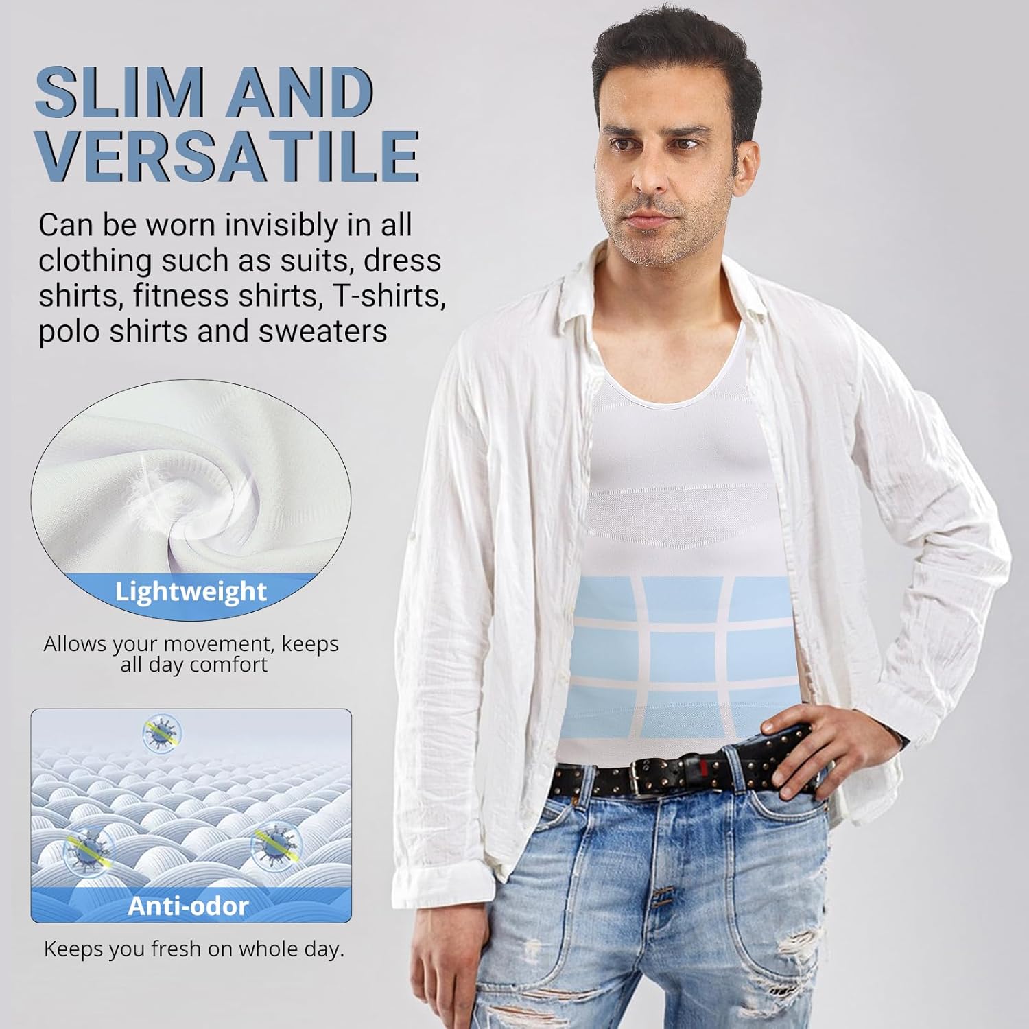 MEETWEE 1/3/5 PC Men's Compression Shirt Sport Body Shaper Slimming Undershirt Tummy Tank Top Workout Gym Shapewear - Image 3