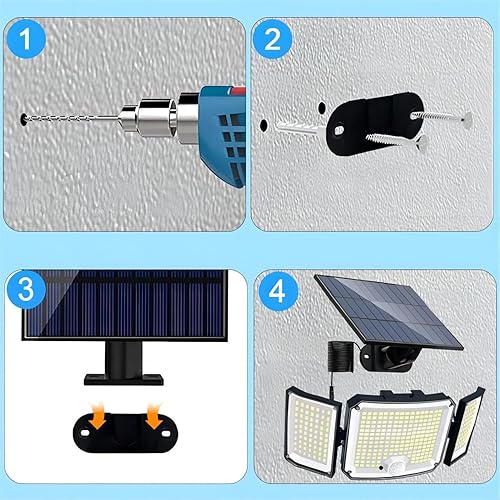 Miniatura 7 de Luz solar LED para exteriores, 346 luces LED solares de jardín, 3 modos IP65, impermeable, sensor de movimiento, lámpara de pared, luces solares de