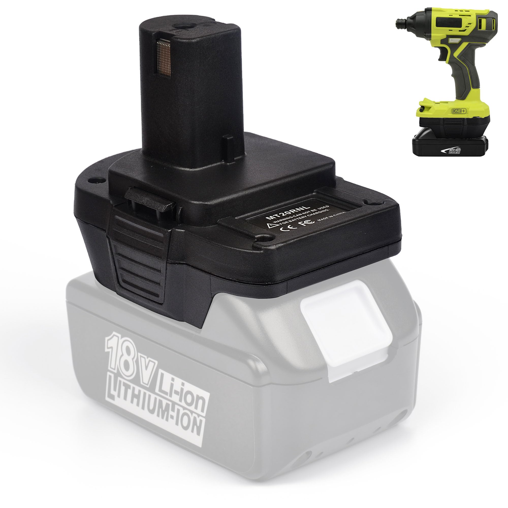 MT20RNL Battery Adapter Converter๏ผCompatible with 18V Lithium-ion Battery for Makita Convert to 18V Battery for Ryobi, for Ryobi 18V Power Tool