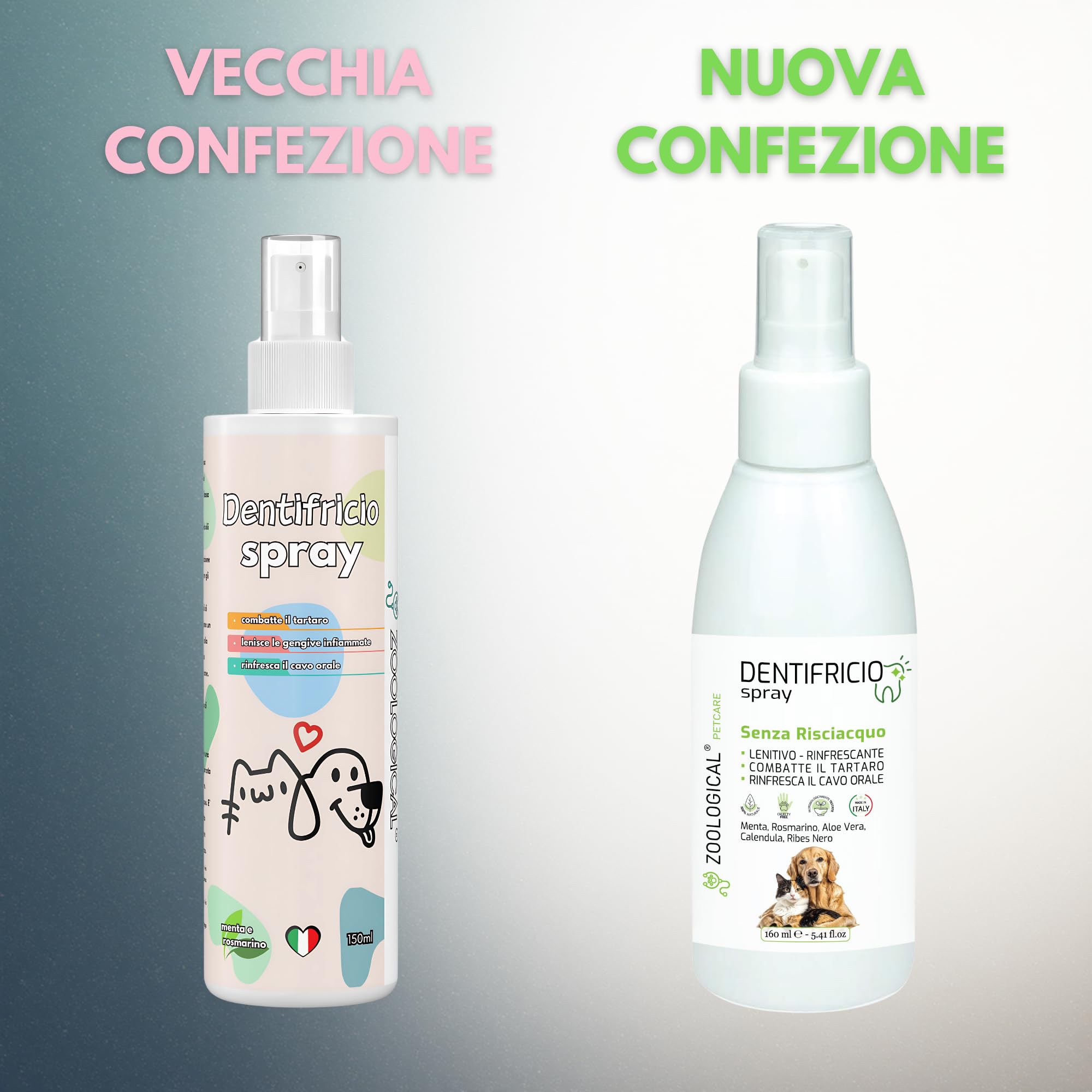 Dentifricio Spray per Cani e Gatti 160ml - Pulizia Denti Gengive Tartaro - Rinfresca Alito Menta Rosmarino