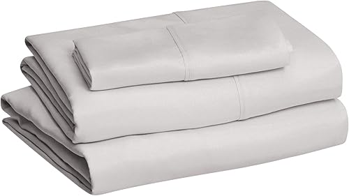 Miniatura 3 de Juego de sábanas de 800 hilos de 4 piezas, 100% algodón egipcio, sábanas cortas de tamaño Queen color plateado, sábana bajera ajustable de algodón