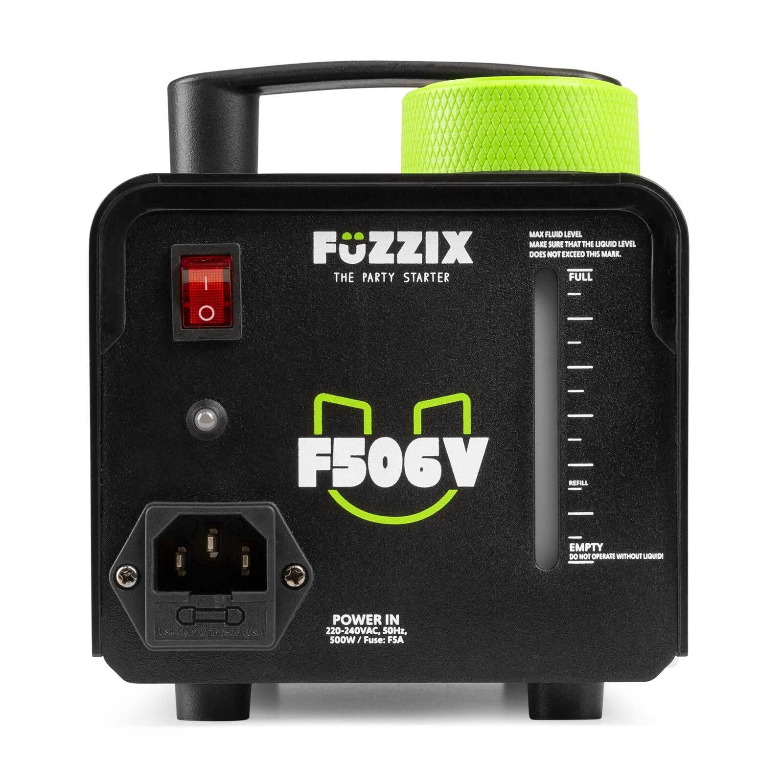 Fuzzix F506V – Máquina de humo vertical profesional con 6 LEDs RGB, función estrobo, mando a distancia inalámbrico, 1L de líquido incluido, ideal para fiestas, eventos y espectáculos