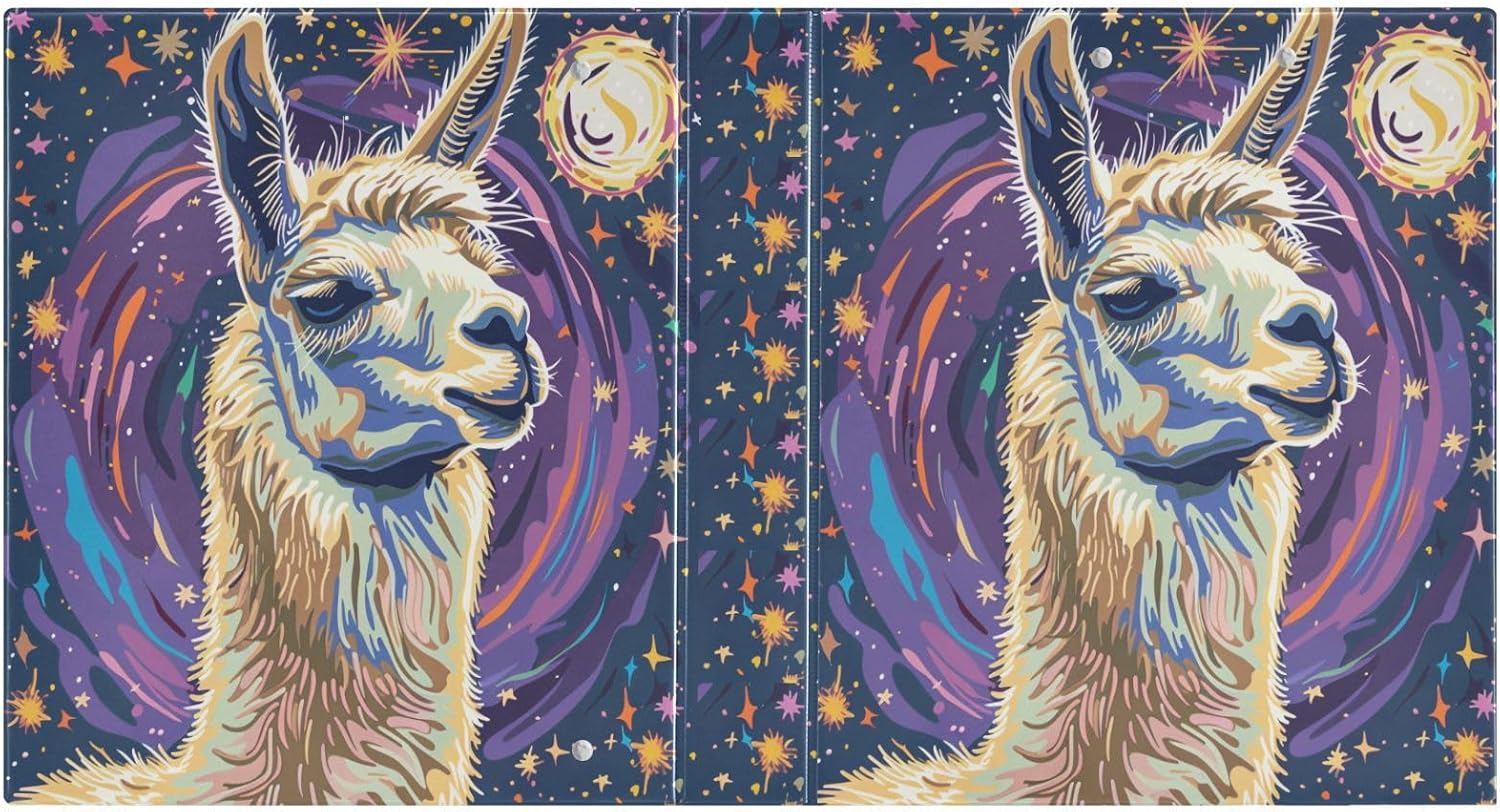 ALAZA Llama Alpaca Starry Sky 3 Ring Binder 1.5 Inch Three Ring Office Binders w/clipboard & 3 Pockets, Hold 200 Sheets, 1pc