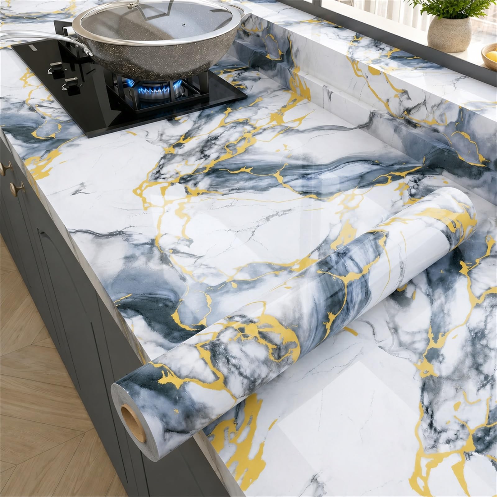 Pellicola Adesiva per Mobili Pietra Marmo,Parati Adesivi Effetto Marmo Decorativa per Cucina,Parati Adesivi Effetto Marmo Decorativa per Cucina,per Ambienti Umidi Come Il Bagno