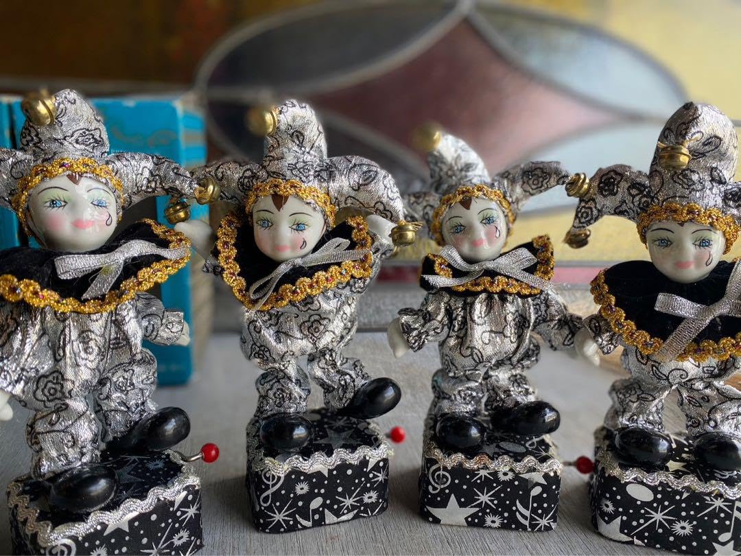 ピエロ 人形 アンティーク オルゴール 陶器 インテリア ピエロ 人形 アンティーク オルゴール 陶器 インテリア