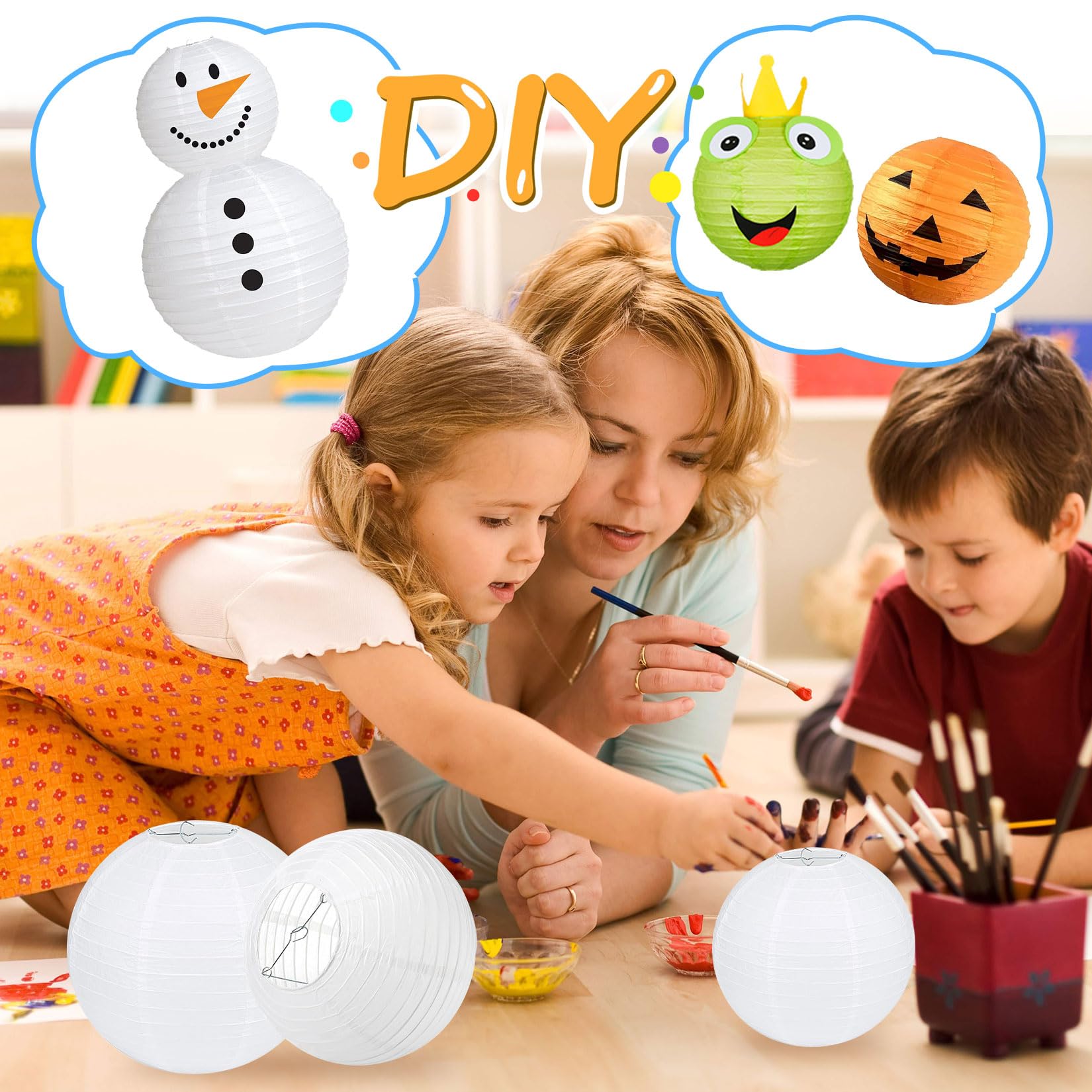 BEISHIDA Lot De 10 Lanternes Rondes En Papier Jaune à Suspendre Pour Anniversaire, Halloween