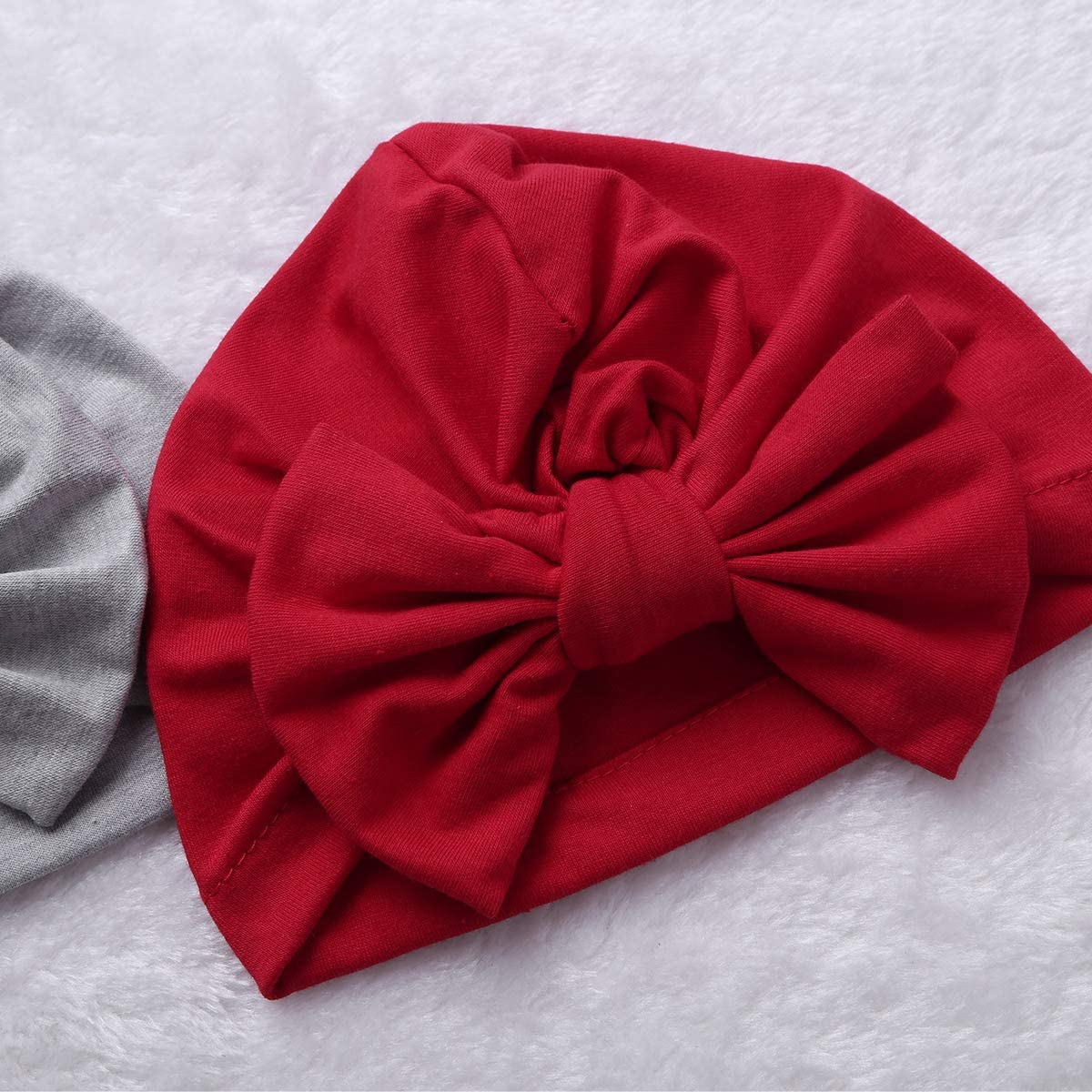 Säuglingsbaby Beanie Knoten Donut Hut Neugeborene Jungen Mädchen Baumwolle Weiche Turban Bogen Kaninchenohren Mütze Krankenhaus Kopf Wrap (Color : A Big Bow, Size : One Size)