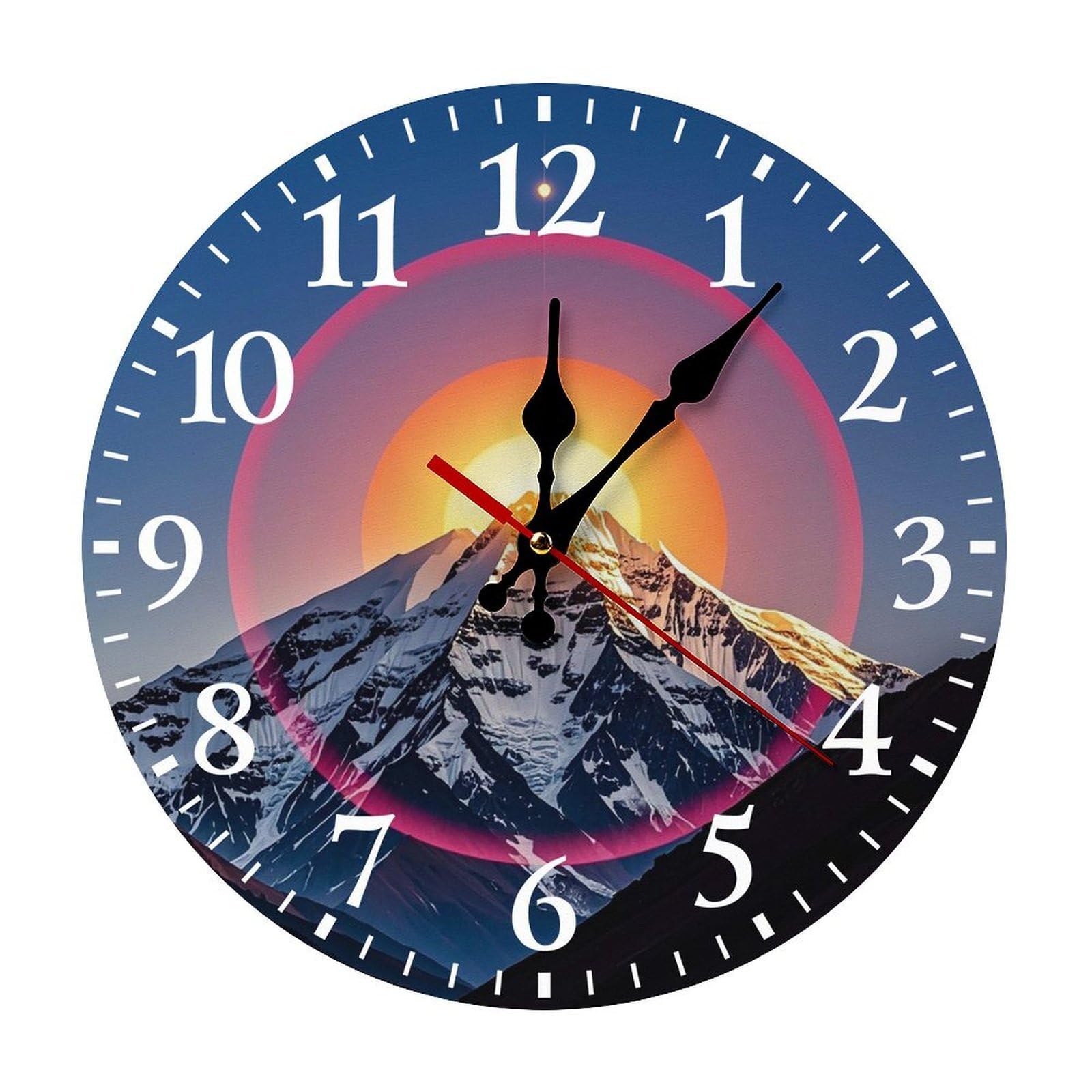 QMNLKH The Sun Wall Clock for Home, Battery Operated Clock for Hotel, Round Wall Clock with Arabic Numerals White, Easy to Read, Non-Ticking Clocks for Living Room 30 * 30cm