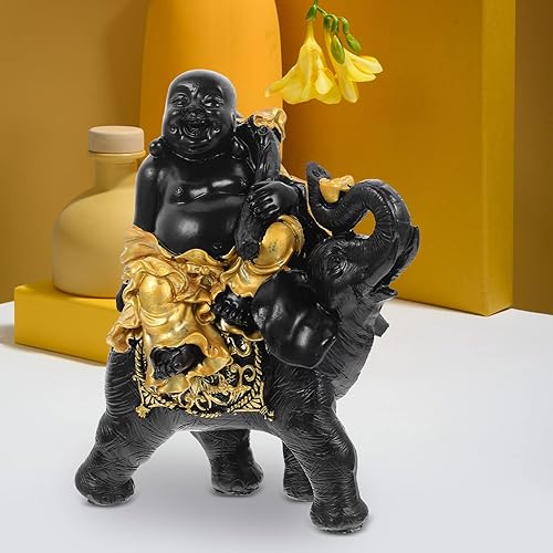 Miniatura 5 de Decoración para el hogar, estatua de Buda sonriente de Maitreya de Feng Shui en elefante, escultura para Dios de la suerte, Dios de la riqueza,