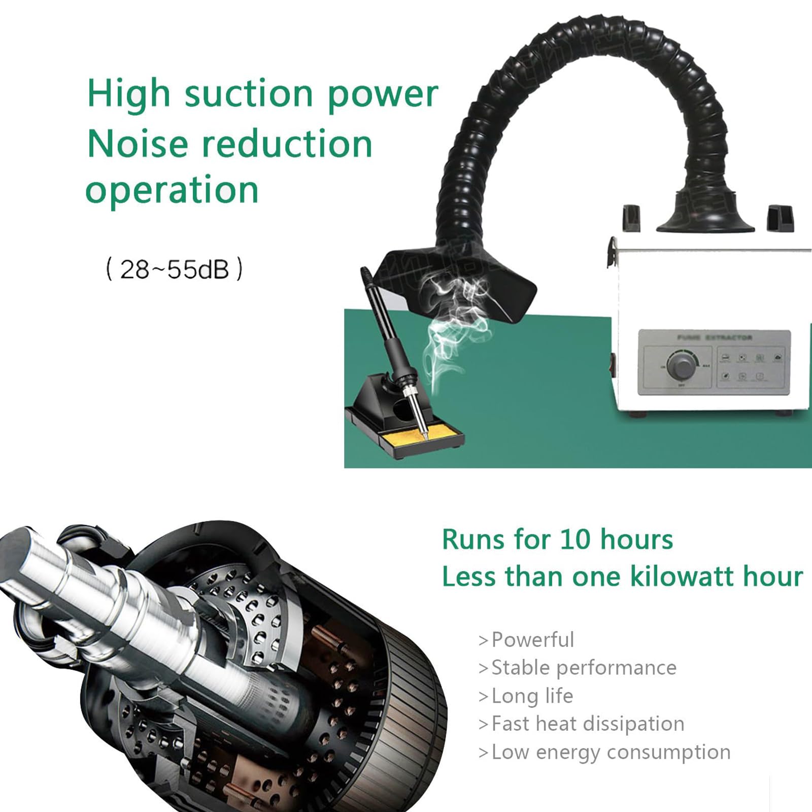 Assorbitore di Fumo di Saldatura da 100 W, aspiratore di fumi di Saldatura con Filtro a 3 stadi, Dispositivo di rimozione dell'assorbitore di Fumo, assorbitore di prevenzione del Fumo A