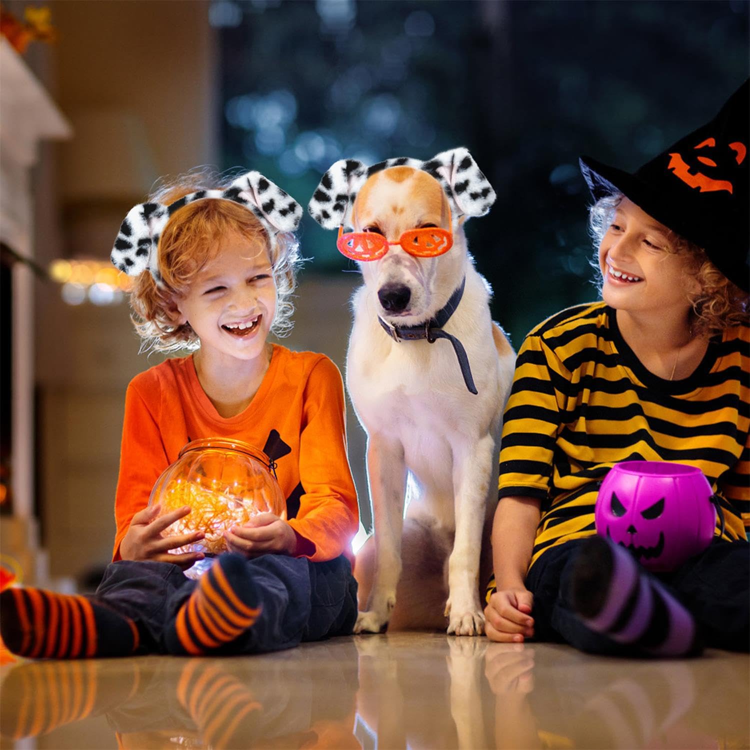 SIOTMERA 4Pack Dalmatian Dog Ears Headband, Fluffy Faux Fur Animal Costume Hairband Realistic for Halloween Cosplay Party Washing Makeup - Image 2