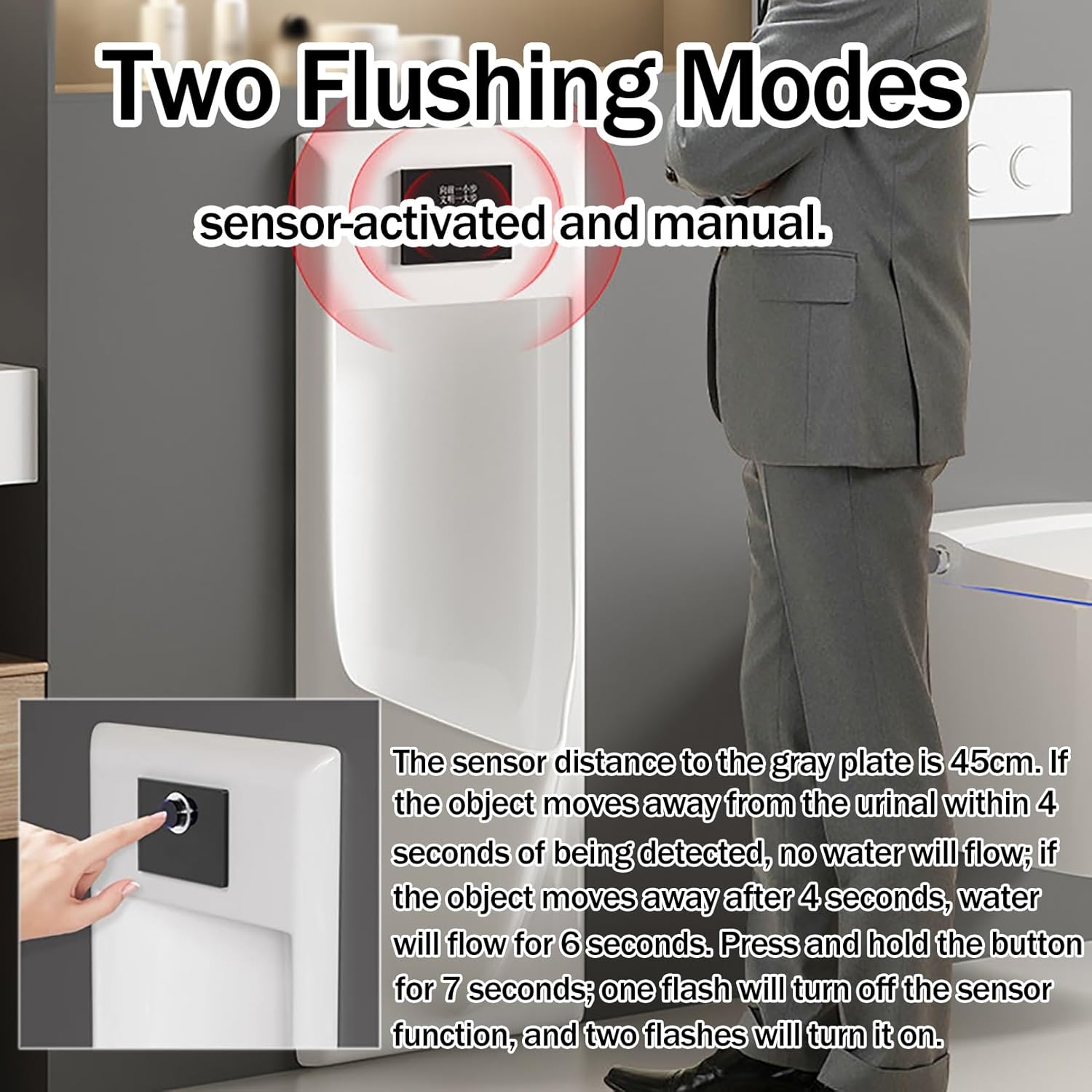 Urinals for Men Bathroom Splash-Proof Ceramic Wall Mounted Urinal Modern for Home, Commercial & Public Restroom