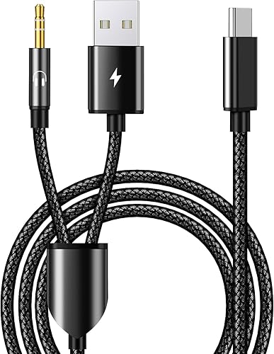 Miniatura 8 de Cable de audio auxiliar USB C a 0.138 in con carga, USB C 2 en 1 a 0.138 in, cable de audio para auriculares estéreo de automóvil con carga PD de 18