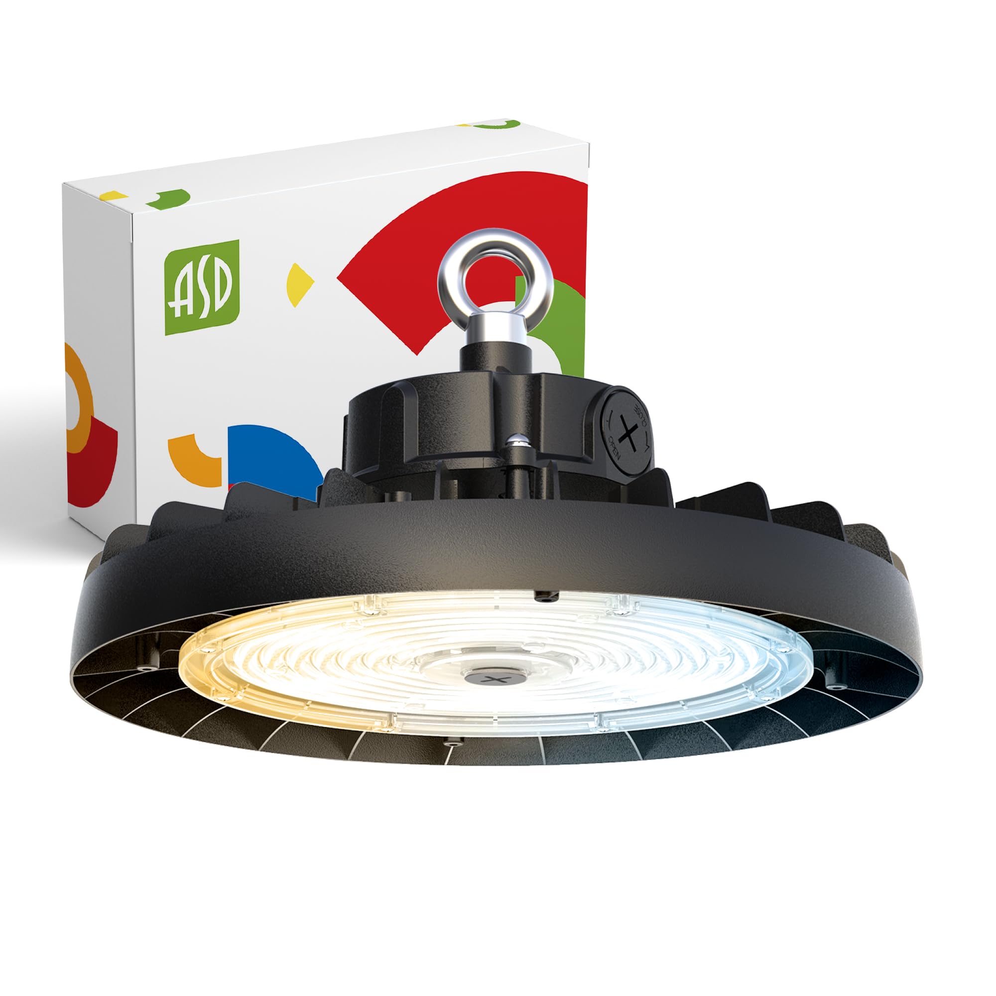 ASD LED High Bay UFO Light Fixture Commercial Shop Lighting 3CCT Dimmable IP69K Waterproof DLC Premium UL Listed
