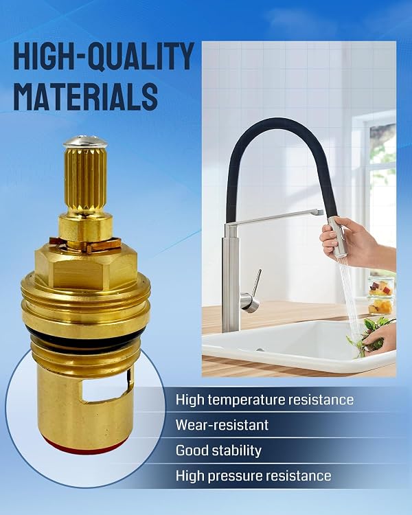 Moryzian Ceramic Cartridge 45882000 45883000 Fit For Grohe 1/2 Inch Hot Cold Faucet Cartridge 2-Hole Installation for Most Kitchen Shower Bathroom and Lavatory Models (2Pcs) by Moryzian - Image 3