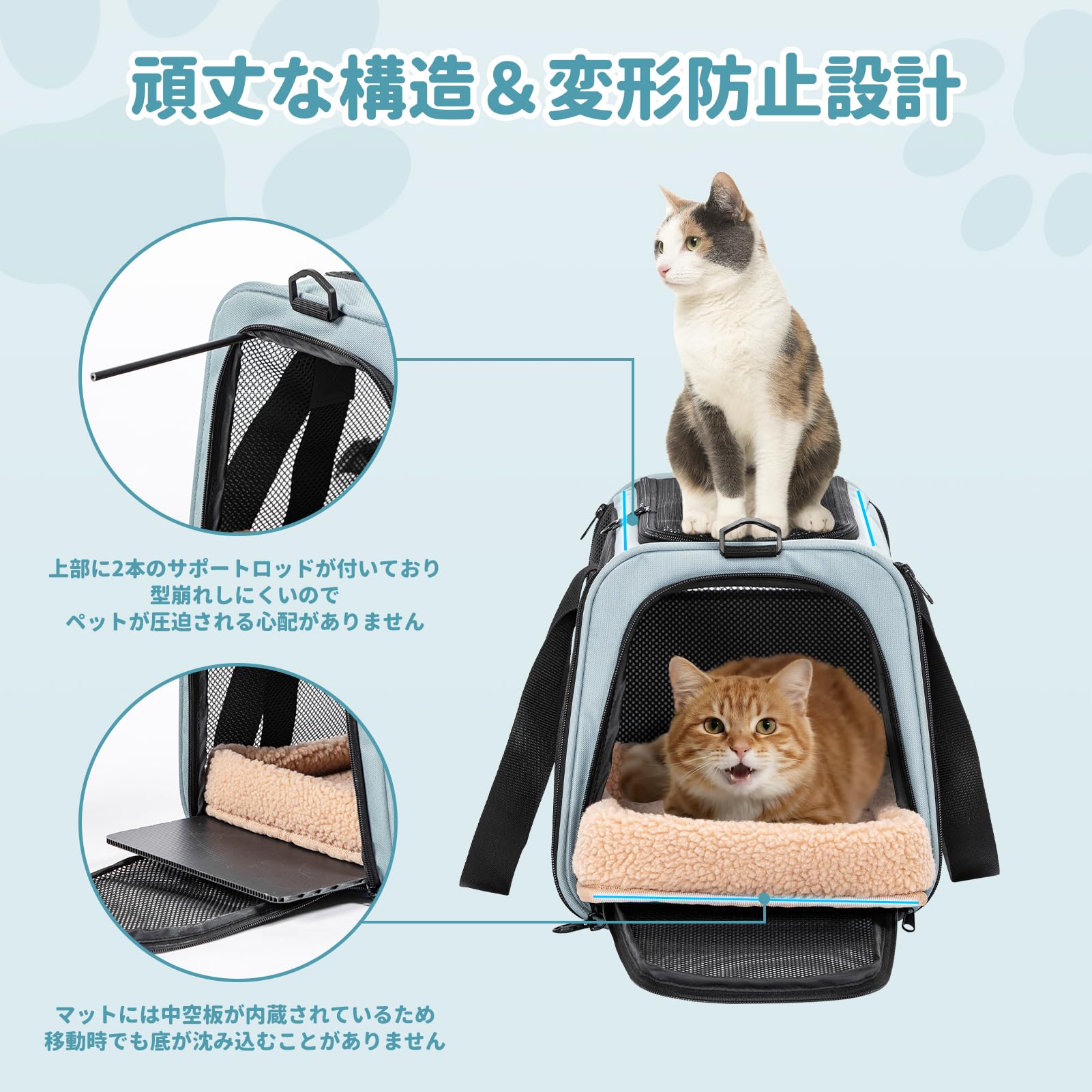 Amazon.co.jp: Petsfit 猫 キャリー 【特許取得の安全バックル付き
