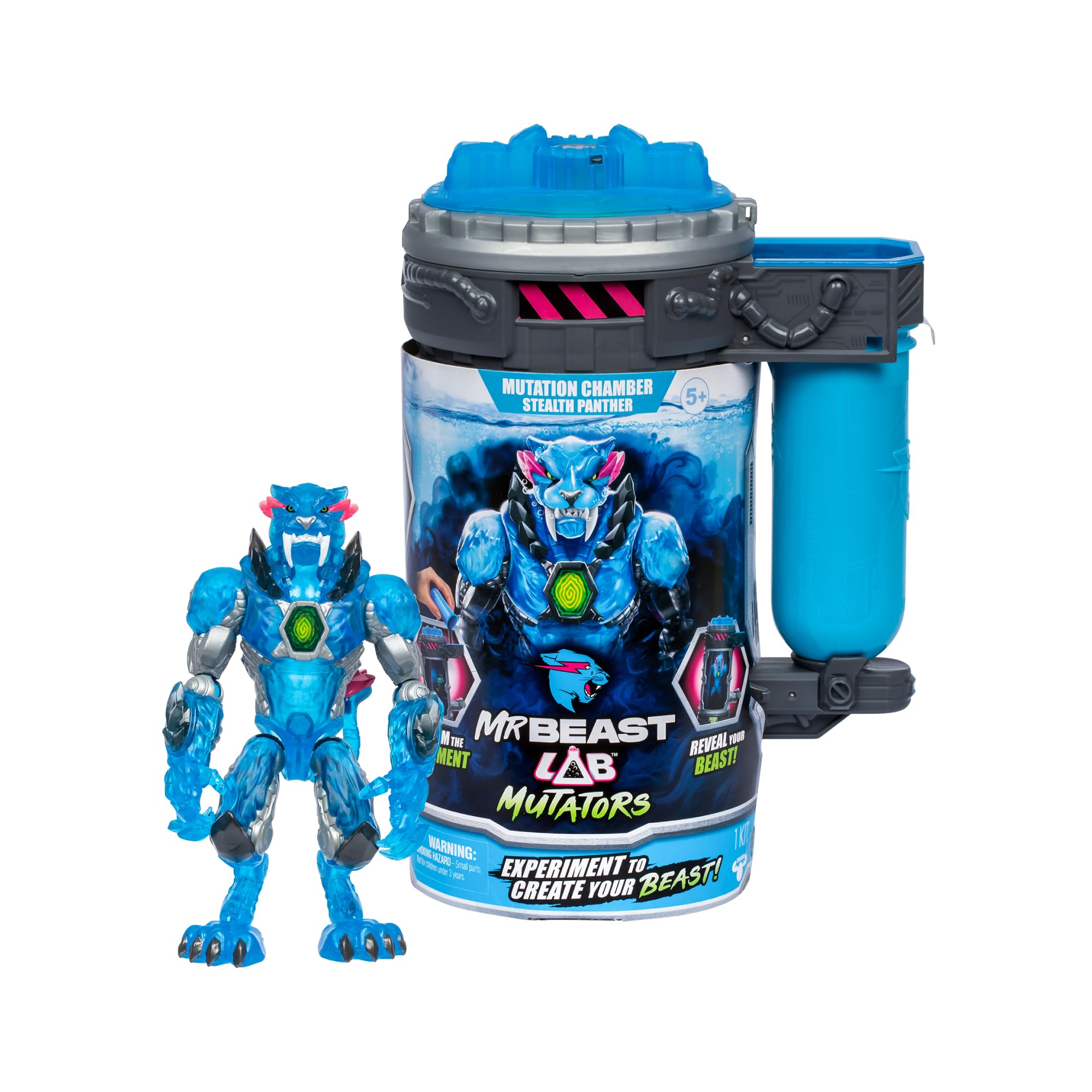 MrBeast - Figura Coleccionable Mutante Pantera Metálica, Revelación Sorpresa de la Figura Dentro de su Cámara, 20 Puntos de Articulación, Tamaño de 14,5 cm, +5 años, BTR02200