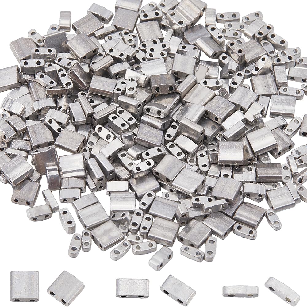 SUNNYCLUE Tila-Perlen Set – 300 Stück In 3 Größen, Silber, 2 Löcher, Für Armbänder & Schmuck