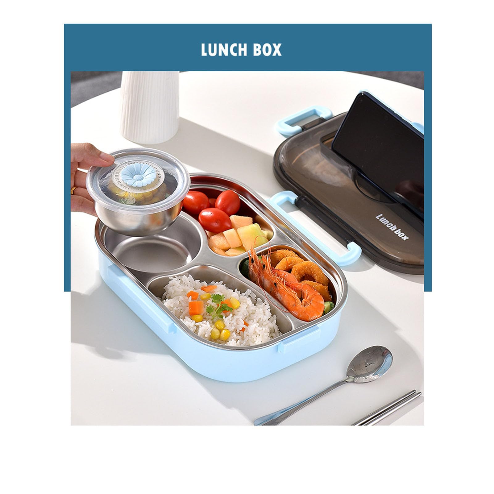 Portapranzo isolato con 4 griglie da 1,5 L, Portapranzo in acciaio inossidabile, Portapranzo con 4 griglie, Previene perdite Portapranzo isolante con 4 griglie per unisex