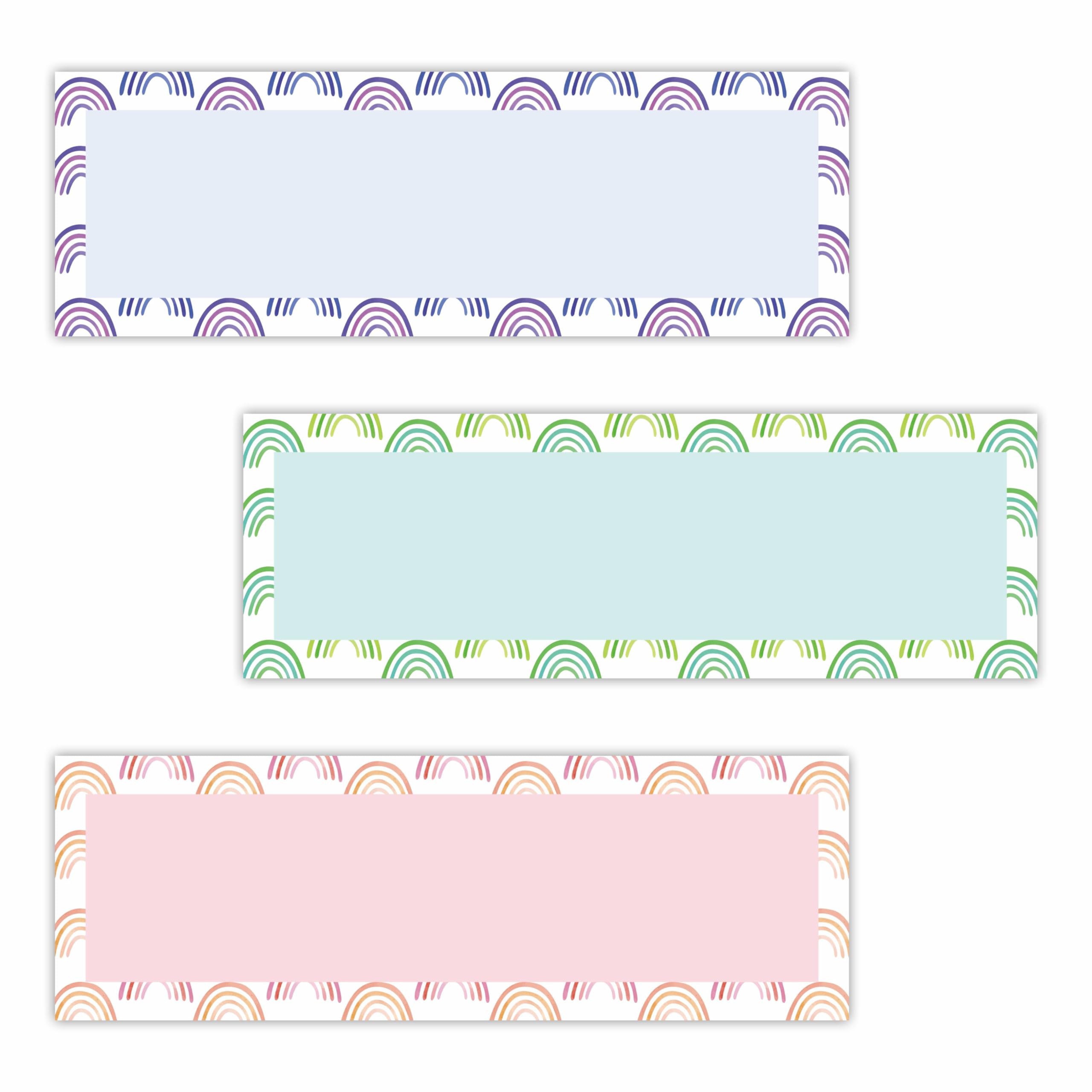 30 Pcs Boho Name Plates Labels,3 Rainbow Theme Self Adhesive Name Stickers for Students Desk, Teacher Tools，Storage Box Labels，Classroom Decorations
