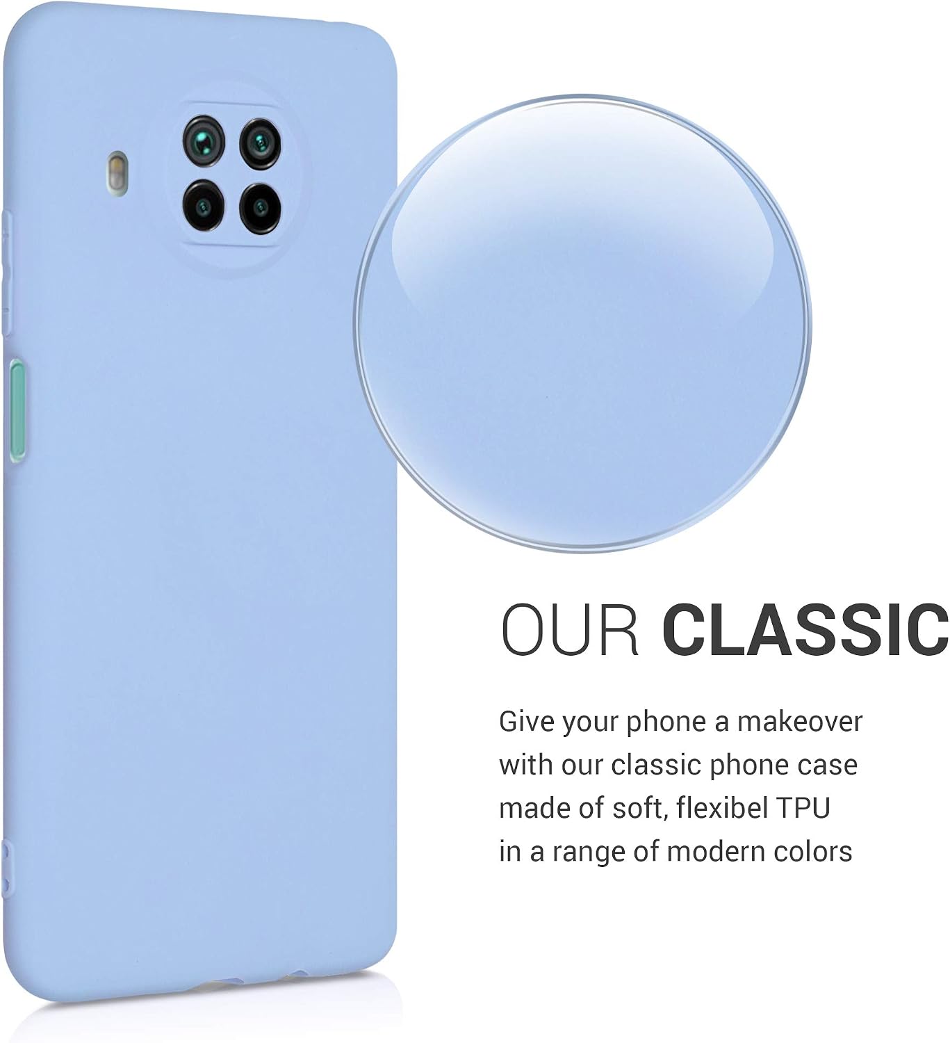 kwmobile Case Compatible with Xiaomi Mi 10T Lite Case - Soft Slim Protective TPU Silicone Cover - Light Blue Matte