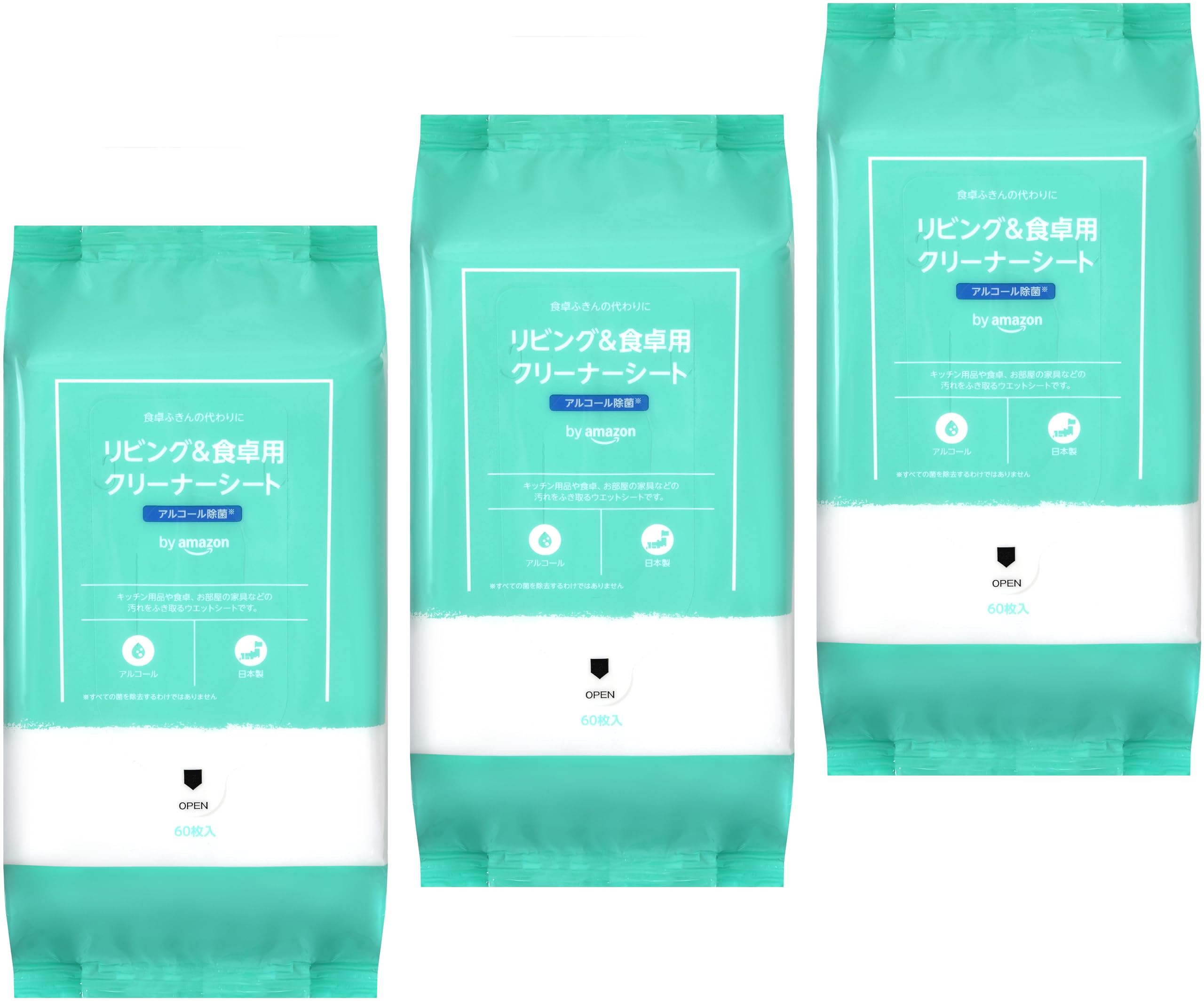 by Amazon リビング&食卓用クリーナーシート 60枚×3個