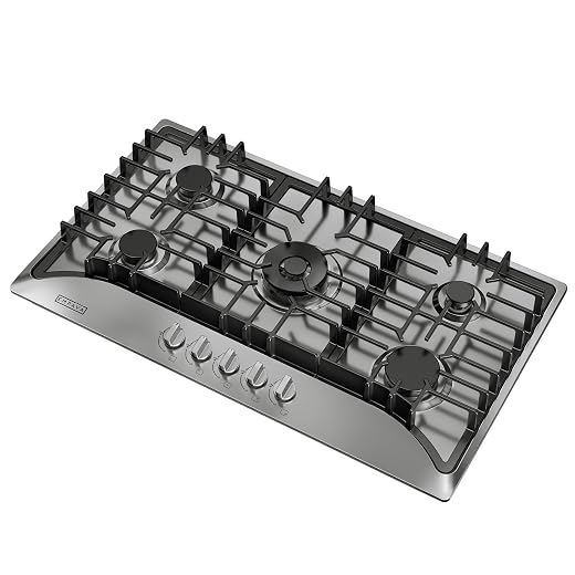 Empava 36 Inch Gas Cooktop with 5 SABAF Sealed Burner, Stainless Steel